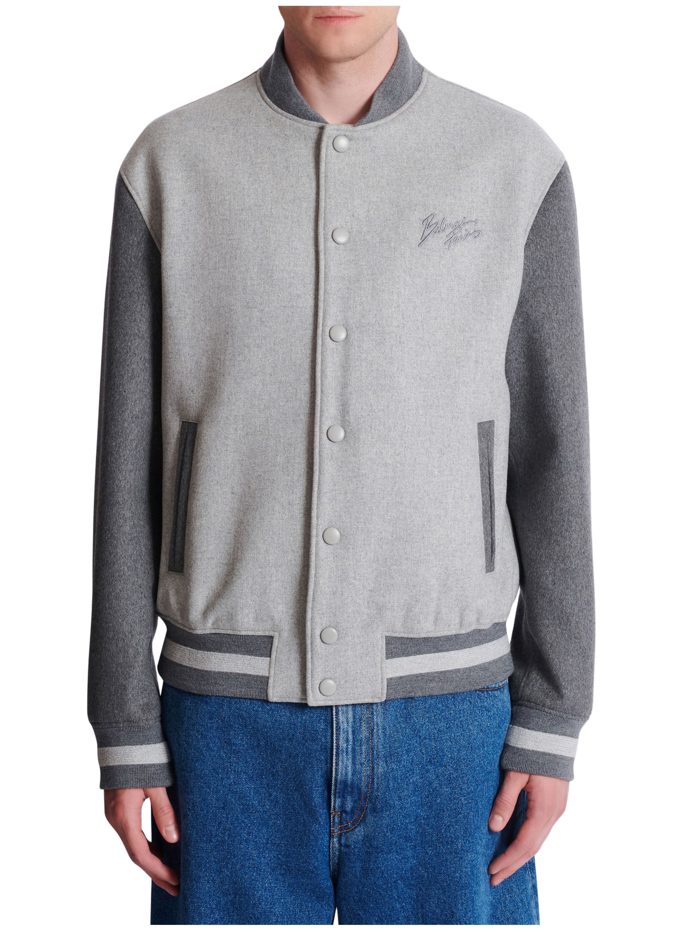 Veste varsity en laine et cachemire BALMAIN Gris