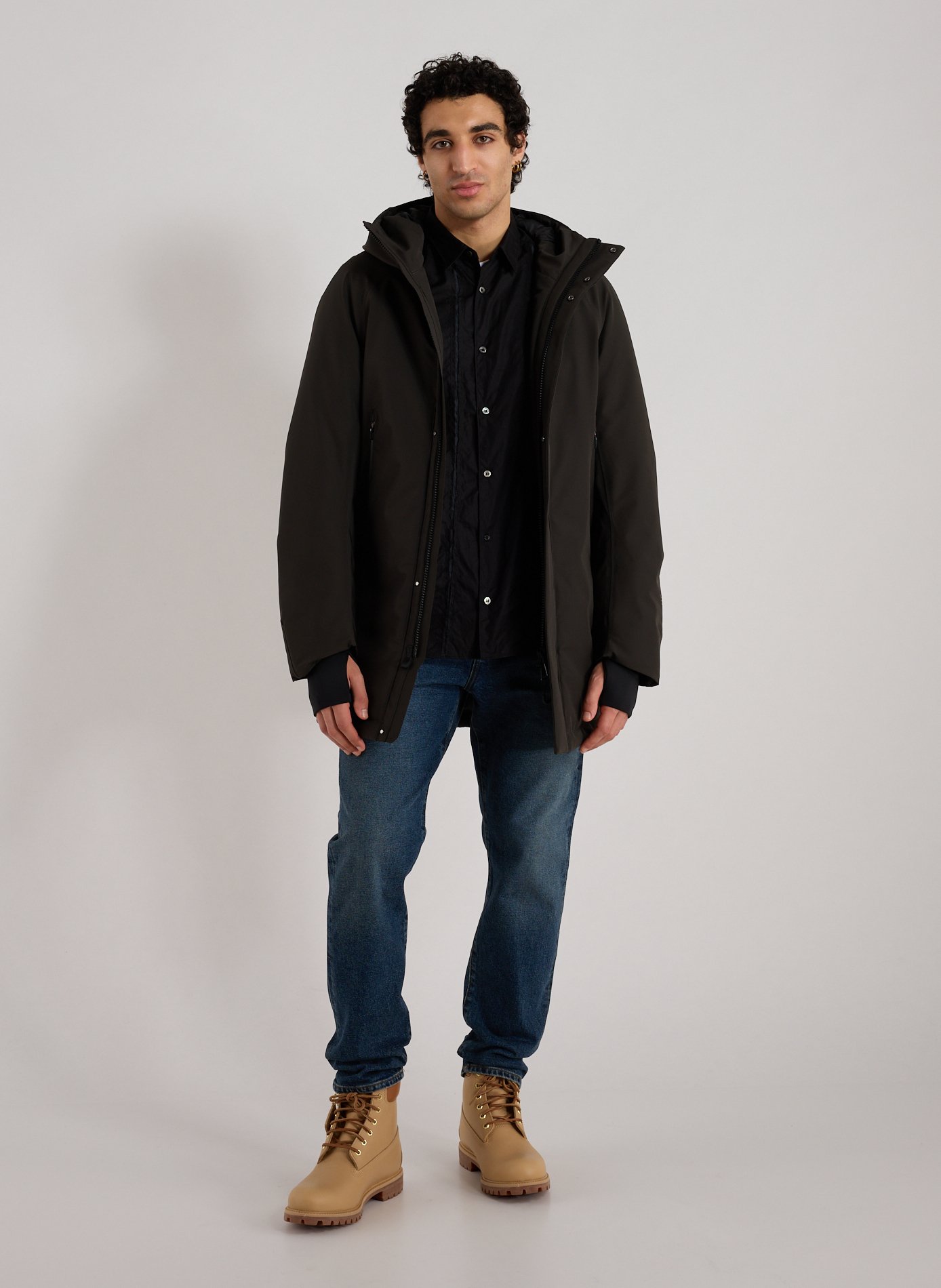 High-neck hooded parka KRAKATAU Khaki