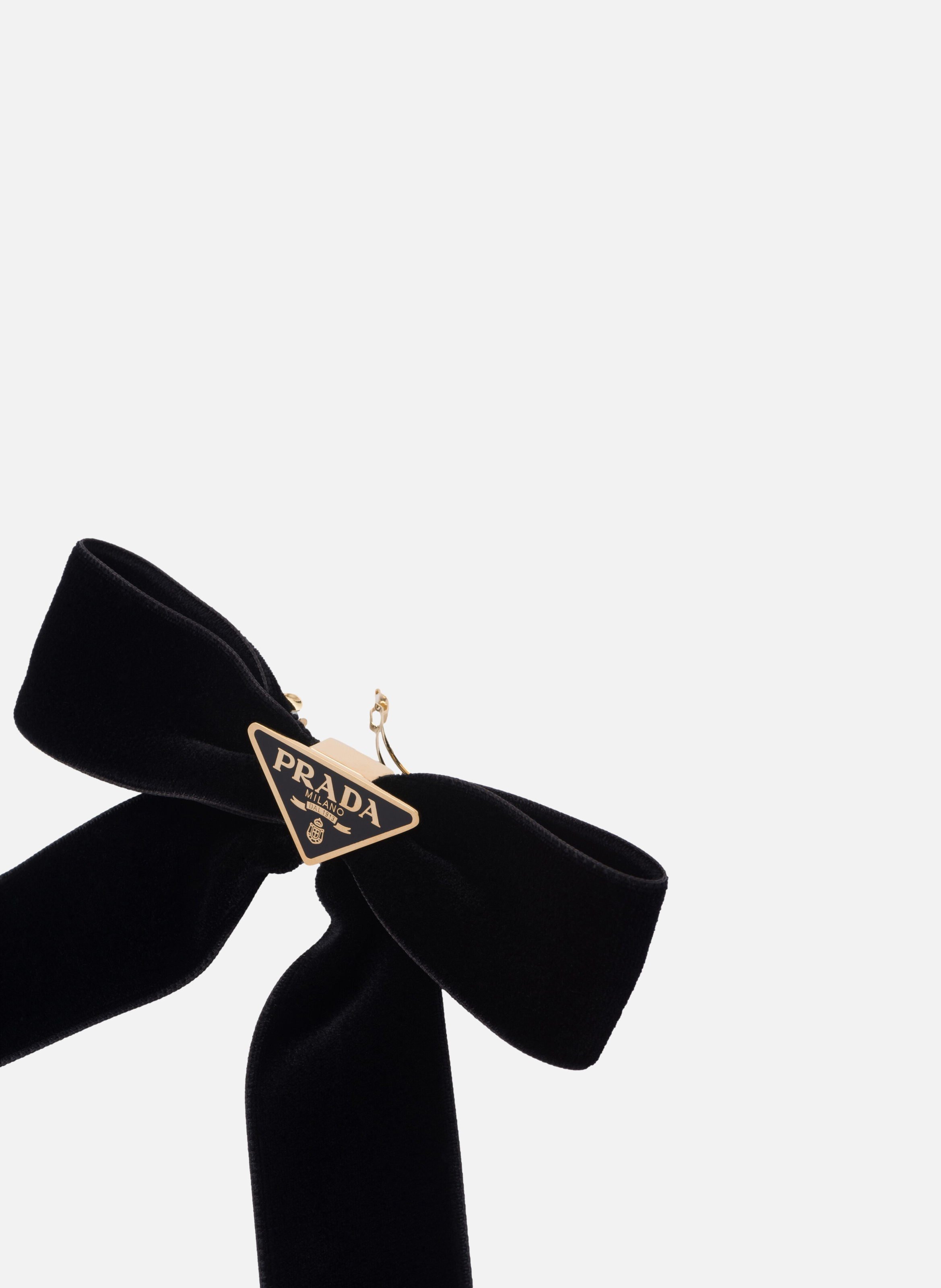 Pince à cheveux en velours PRADA Noir