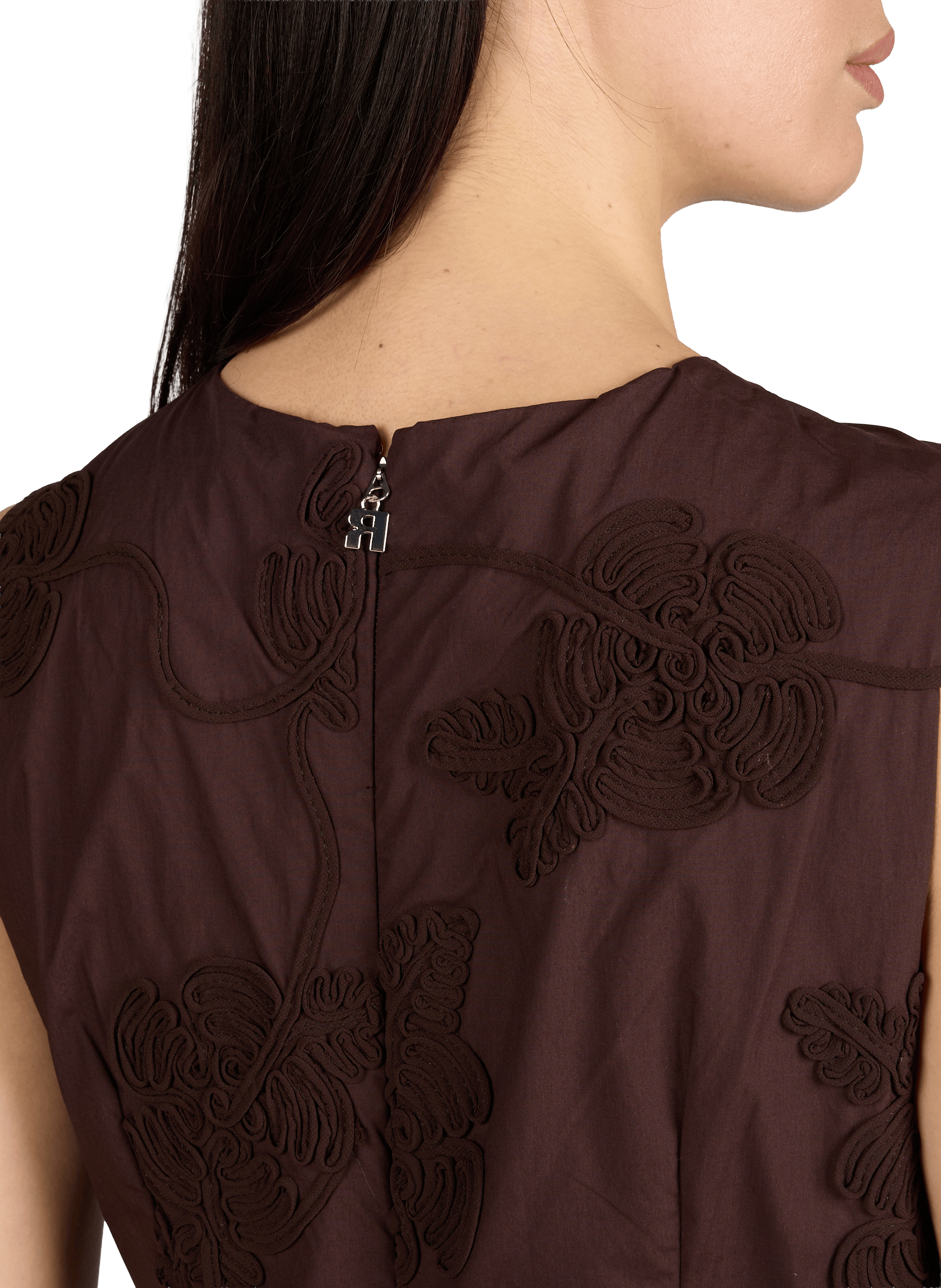 Robe midi fleurie en coton ROTATE Marron