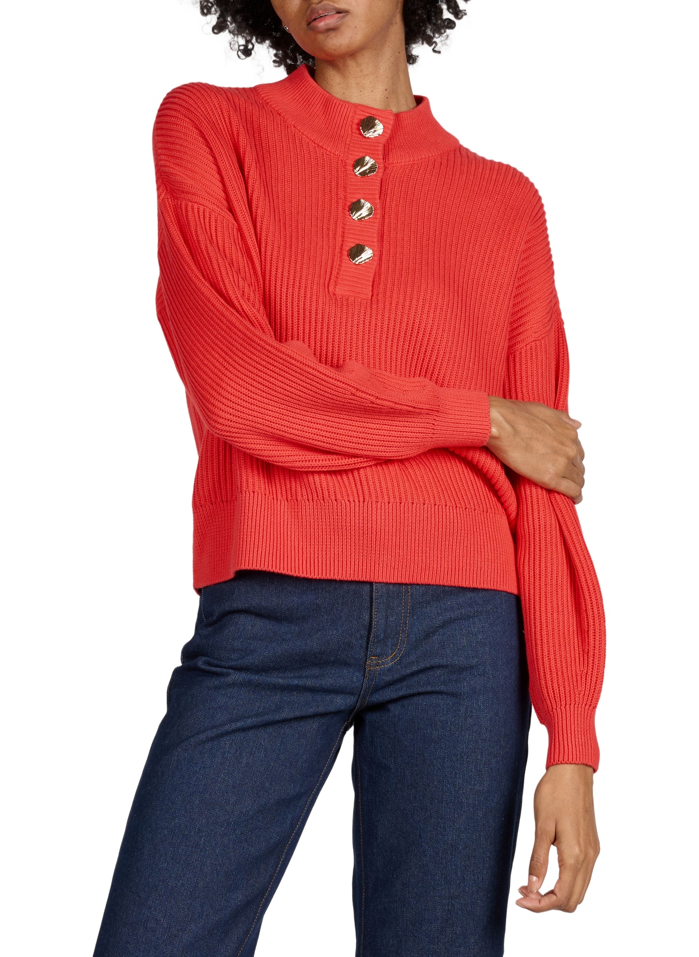 Button-down collar jumper VILA Red
