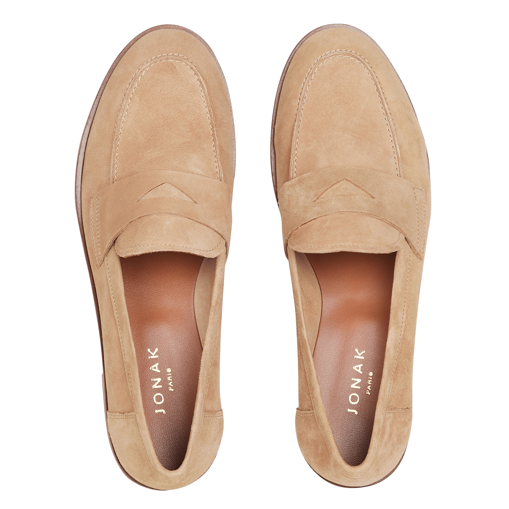 Mocassins petits talons en cuir Thelma JONAK Beige