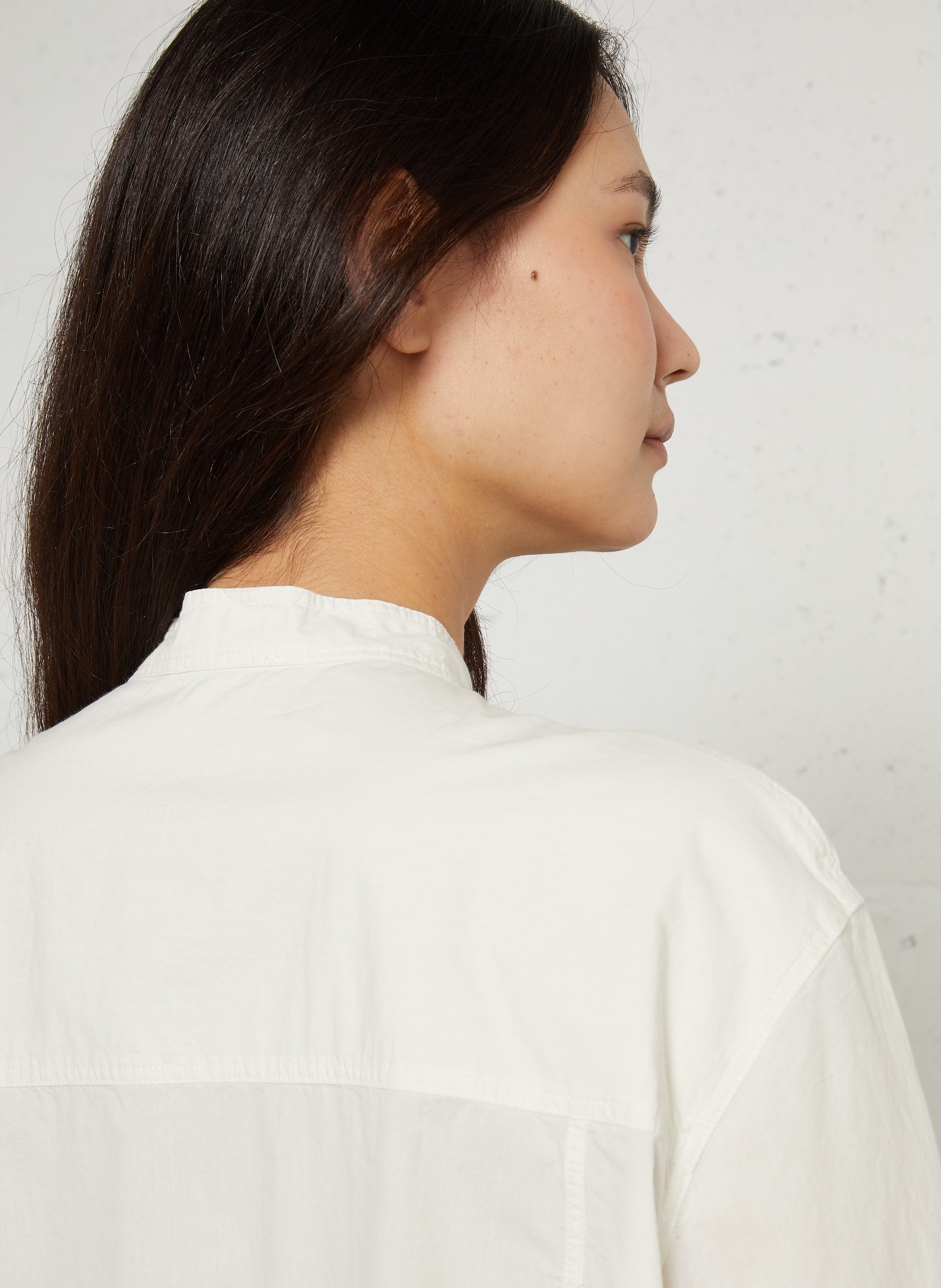 Chemise col rond en coton bio Chypre SOEUR Blanc