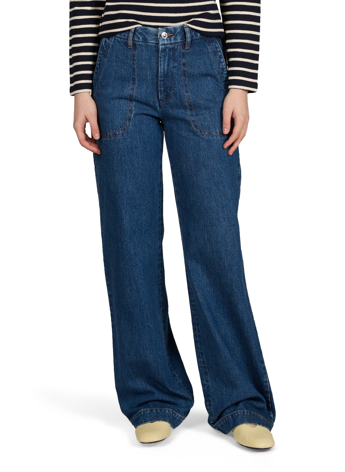 Top manches longues rayé en coton A.P.C. Multicolore