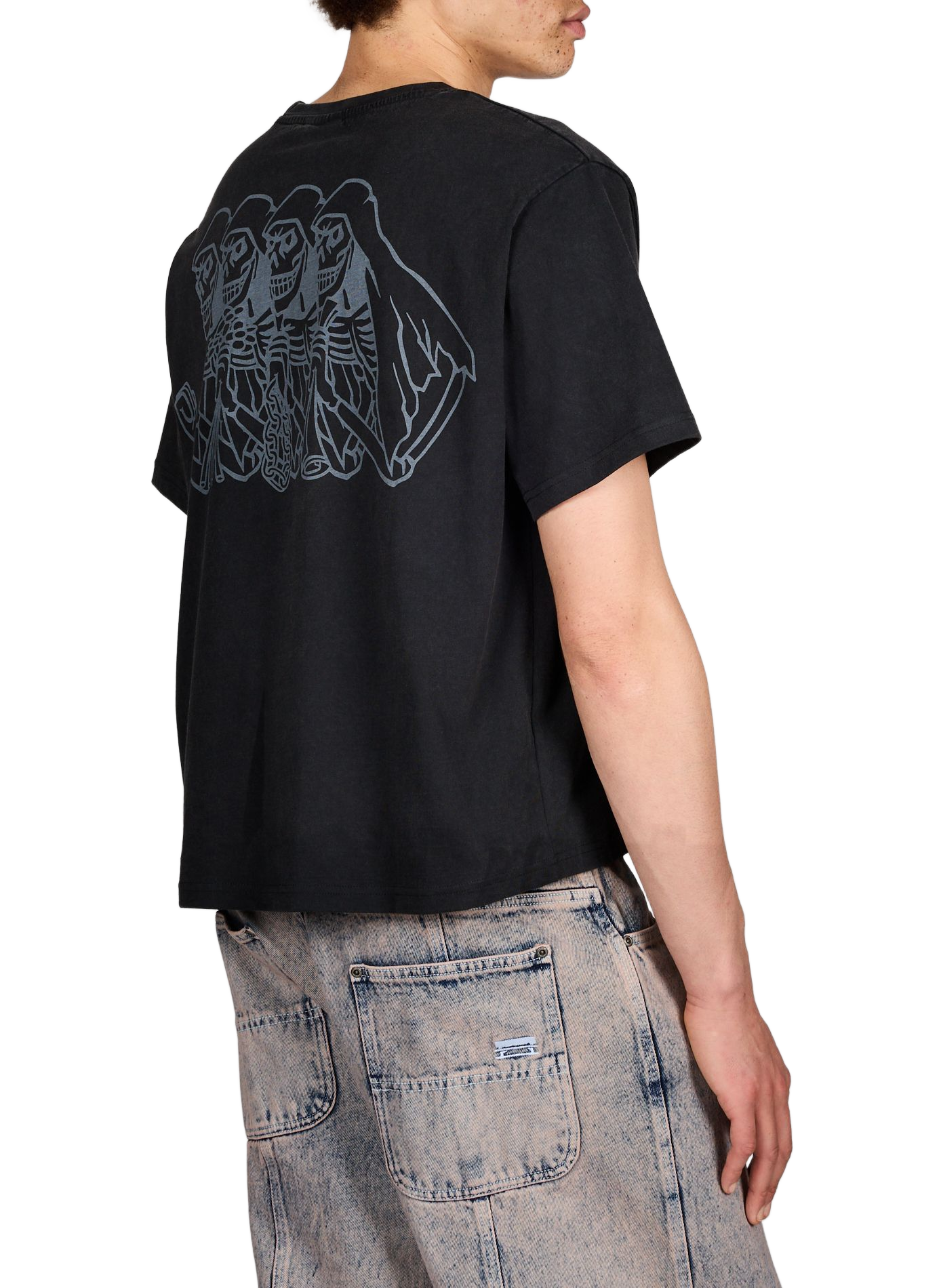Biker-style cotton t-shirt JACKER. Black