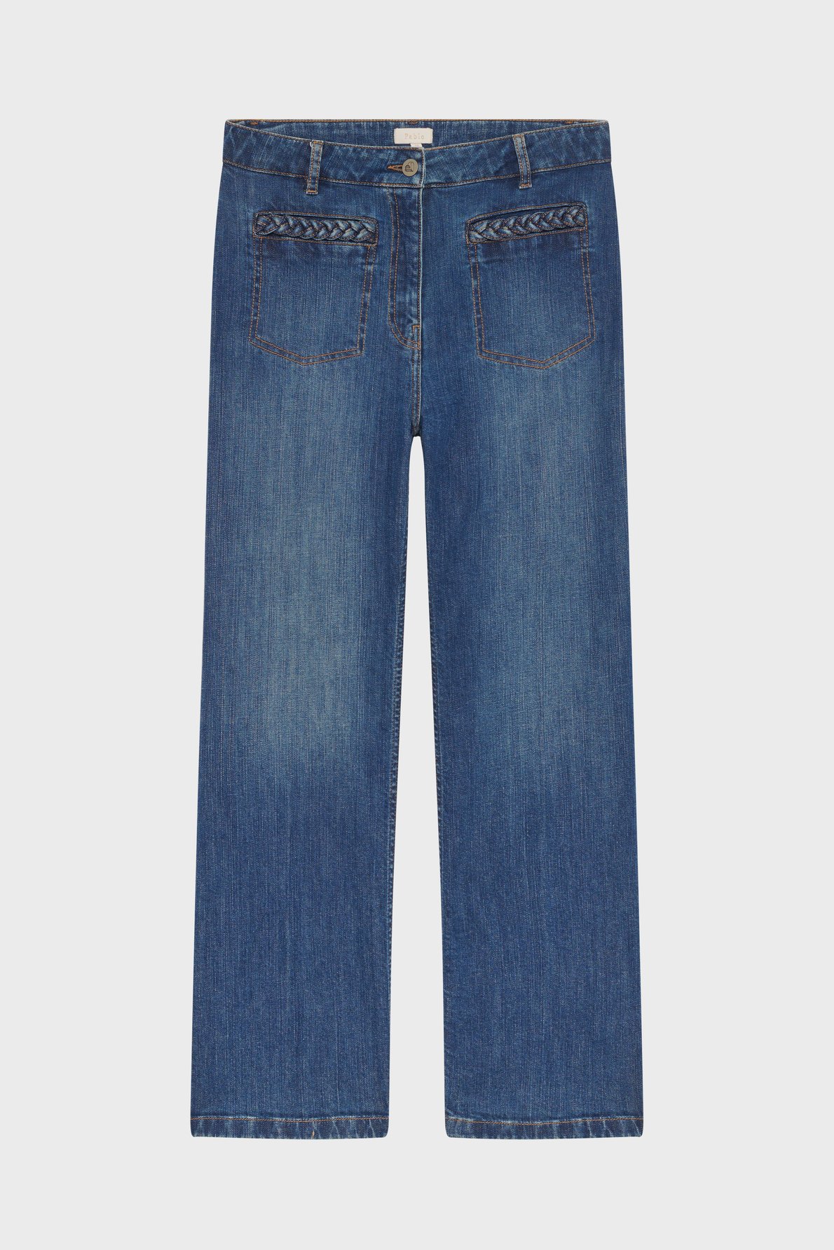 Jean droit à tresses en denim brut - bronte PABLO Bleu