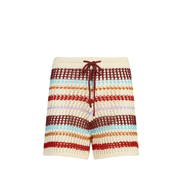 Short en maille crochet à rayures en coton Short en maille crochet à rayures en coton