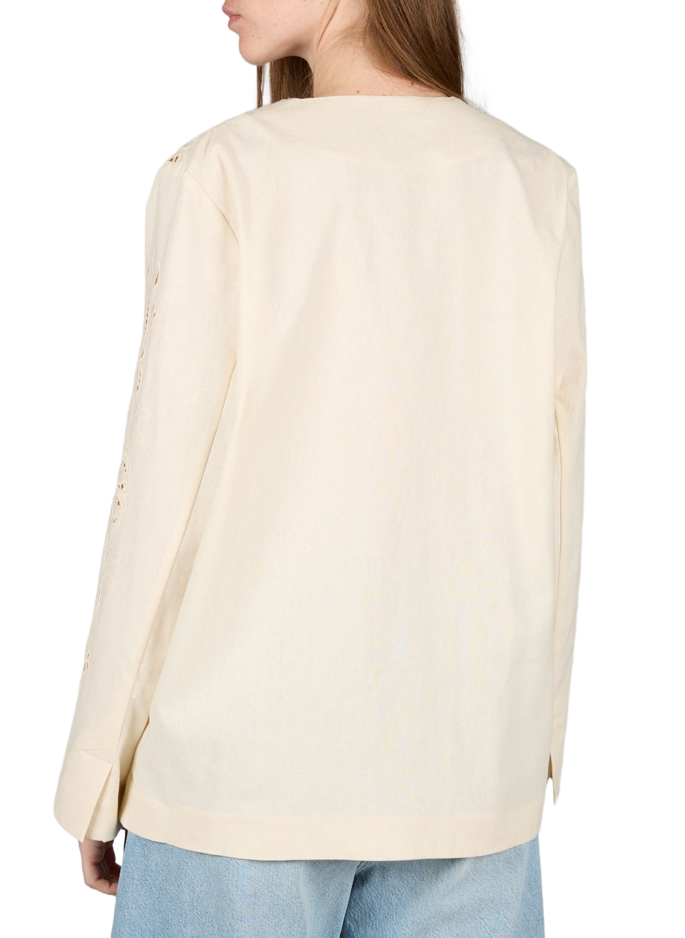 Lightweight linen and cotton openwork jacket BERENICE Beige