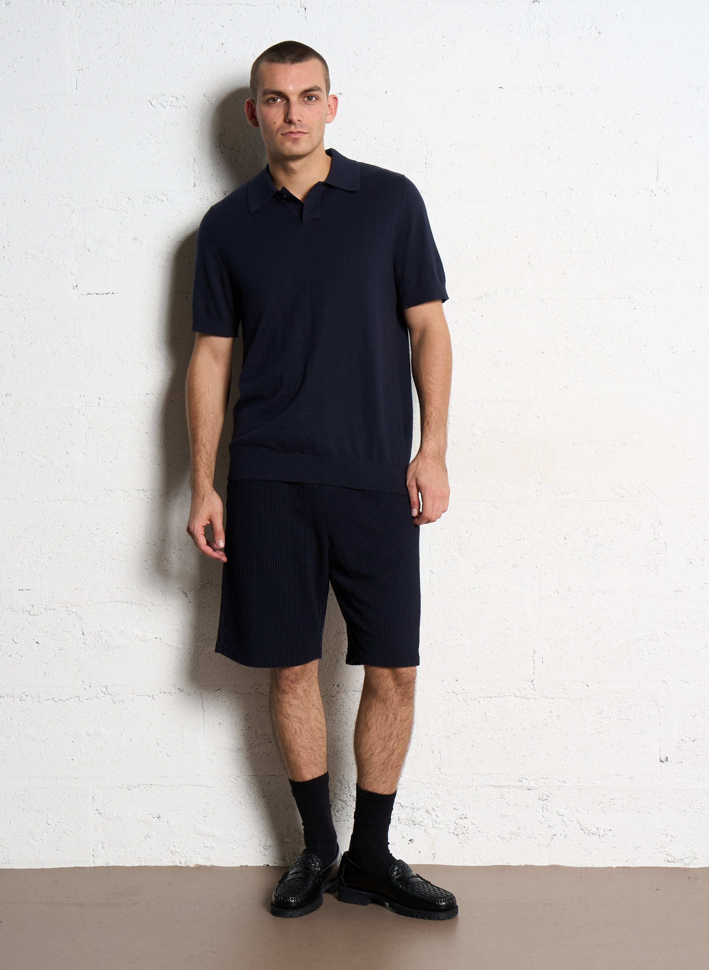 Polo droit en coton mélangé IKKS Bleu