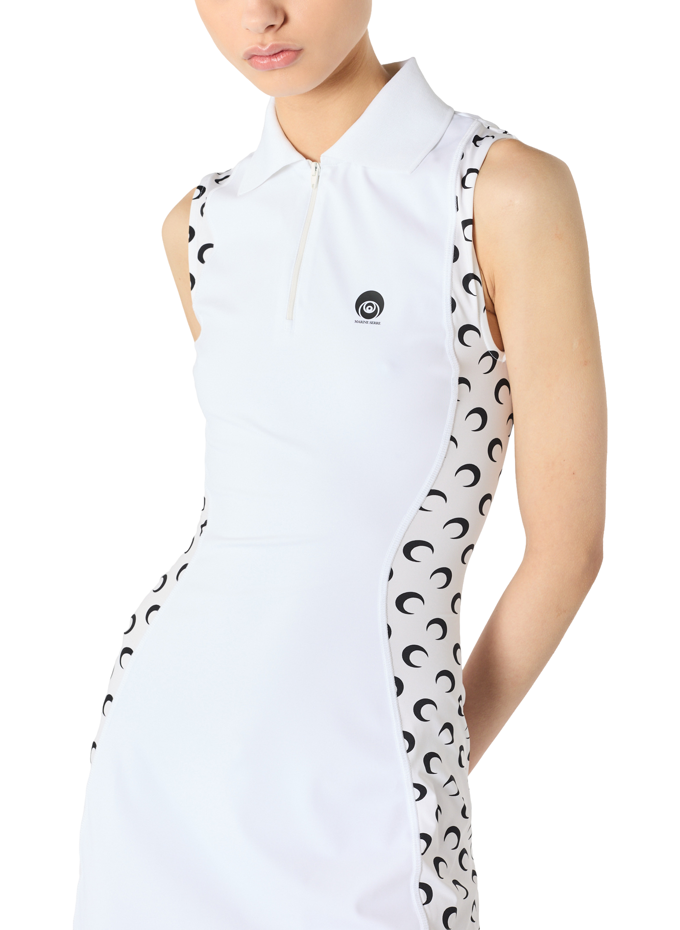 Athleisure polo mini dress with moon inserts MARINE SERRE White