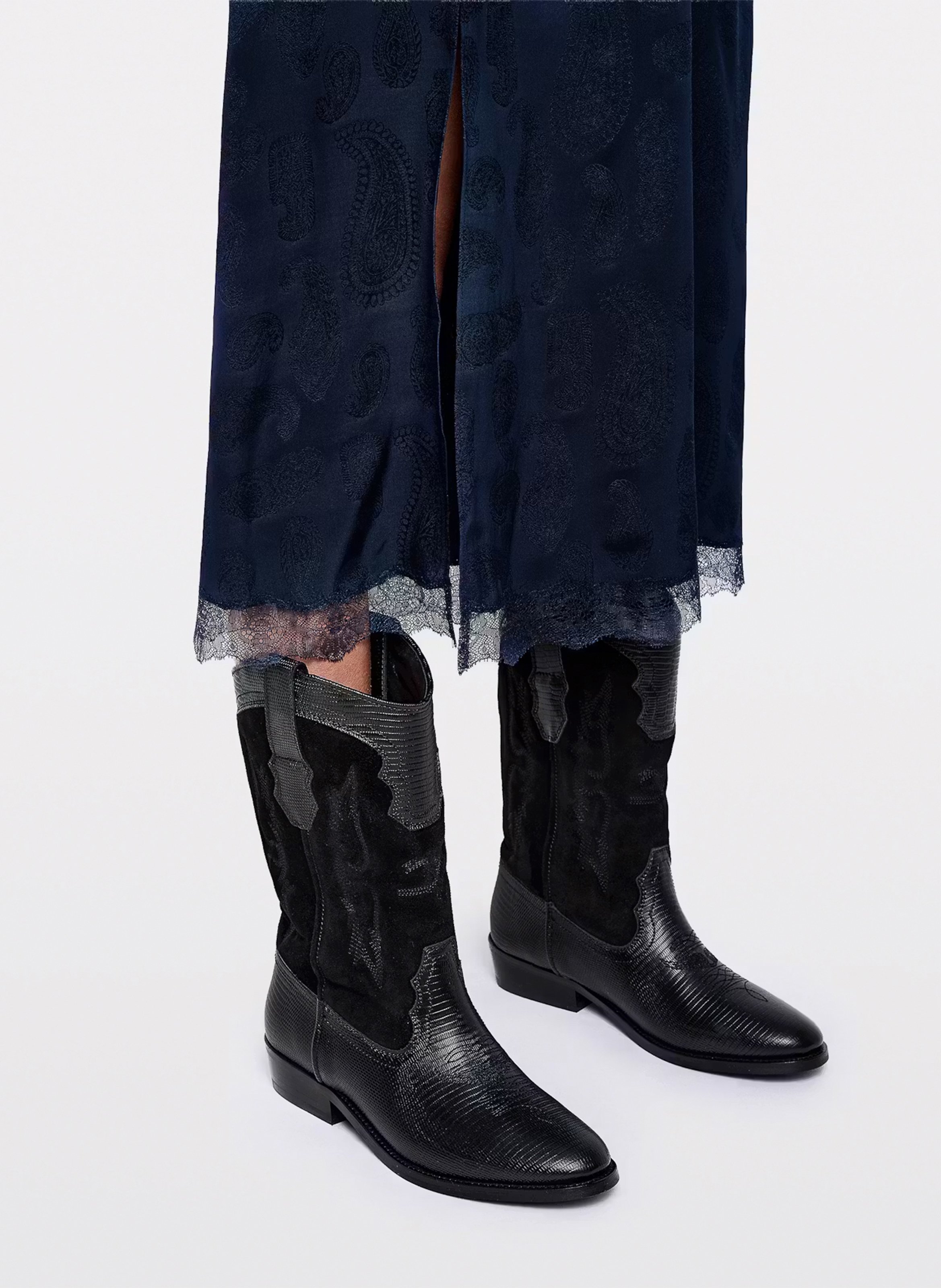 Bottes en cuir tex western ZADIG&VOLTAIRE Noir