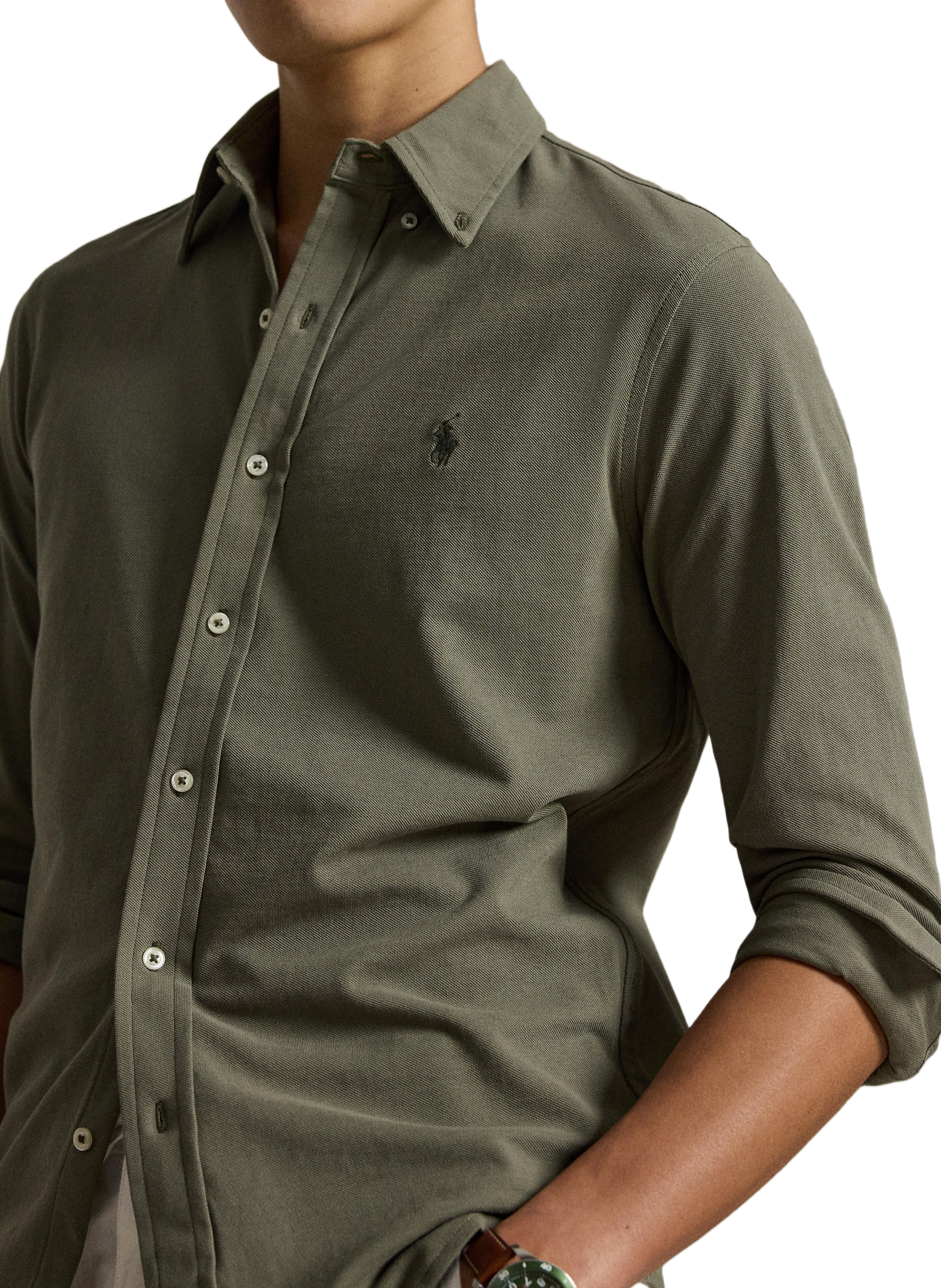Chemise droite col classique en coton POLO RALPH LAUREN Vert