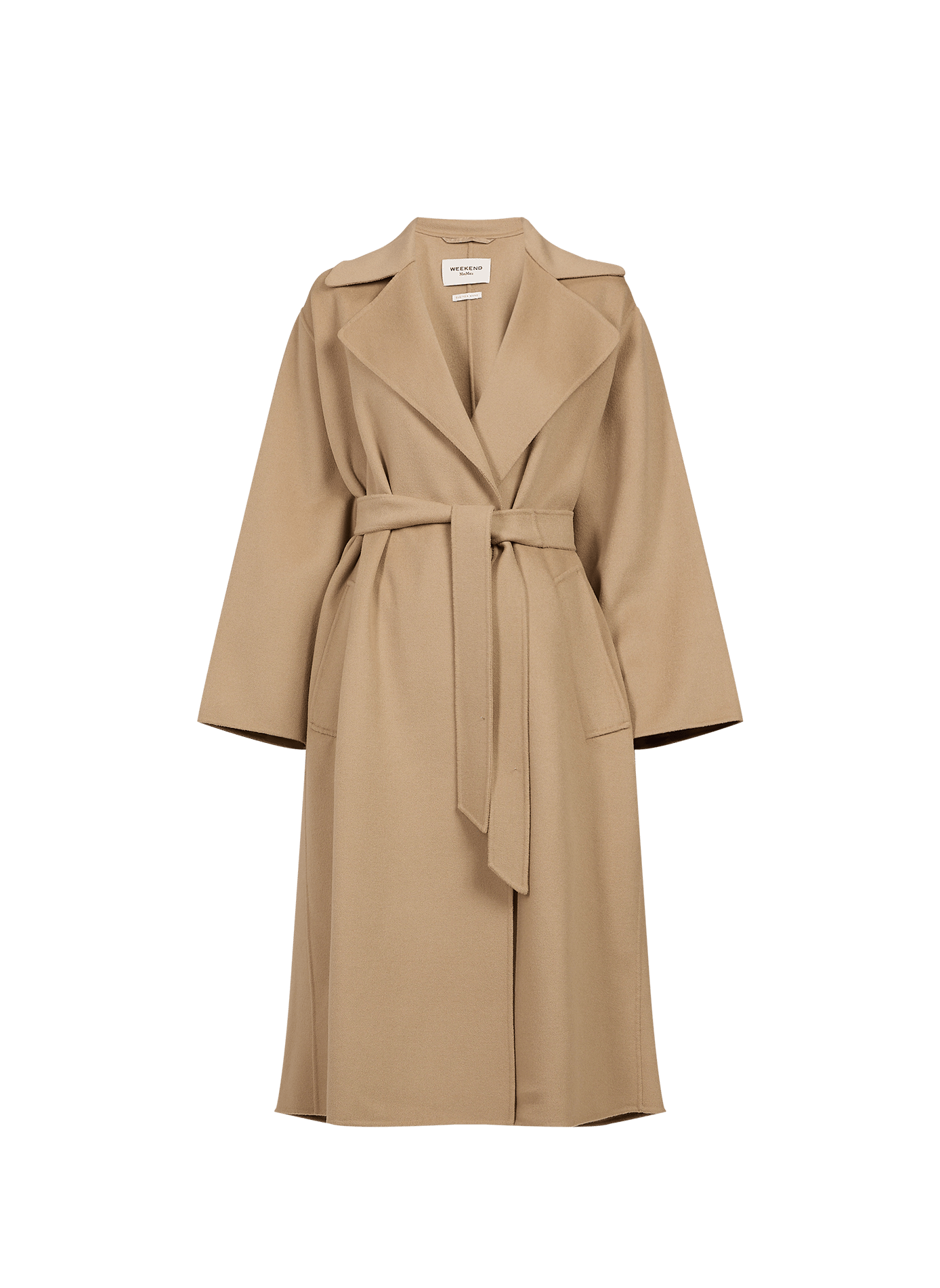 Manteau long ceinturé en laine vierge mélangée MAX MARA WEEK END Marron