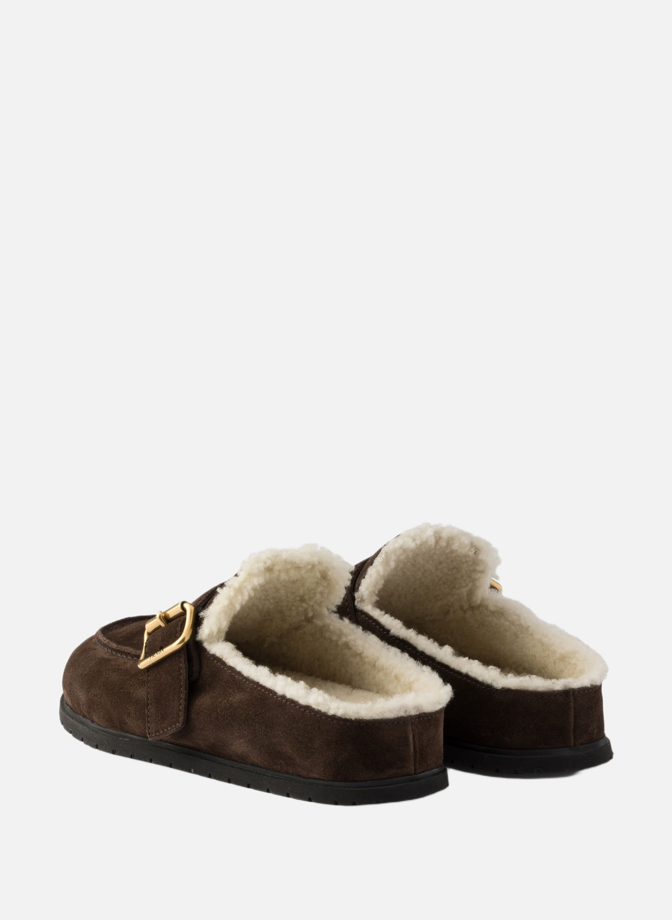Mules en veau velours PRADA Marron