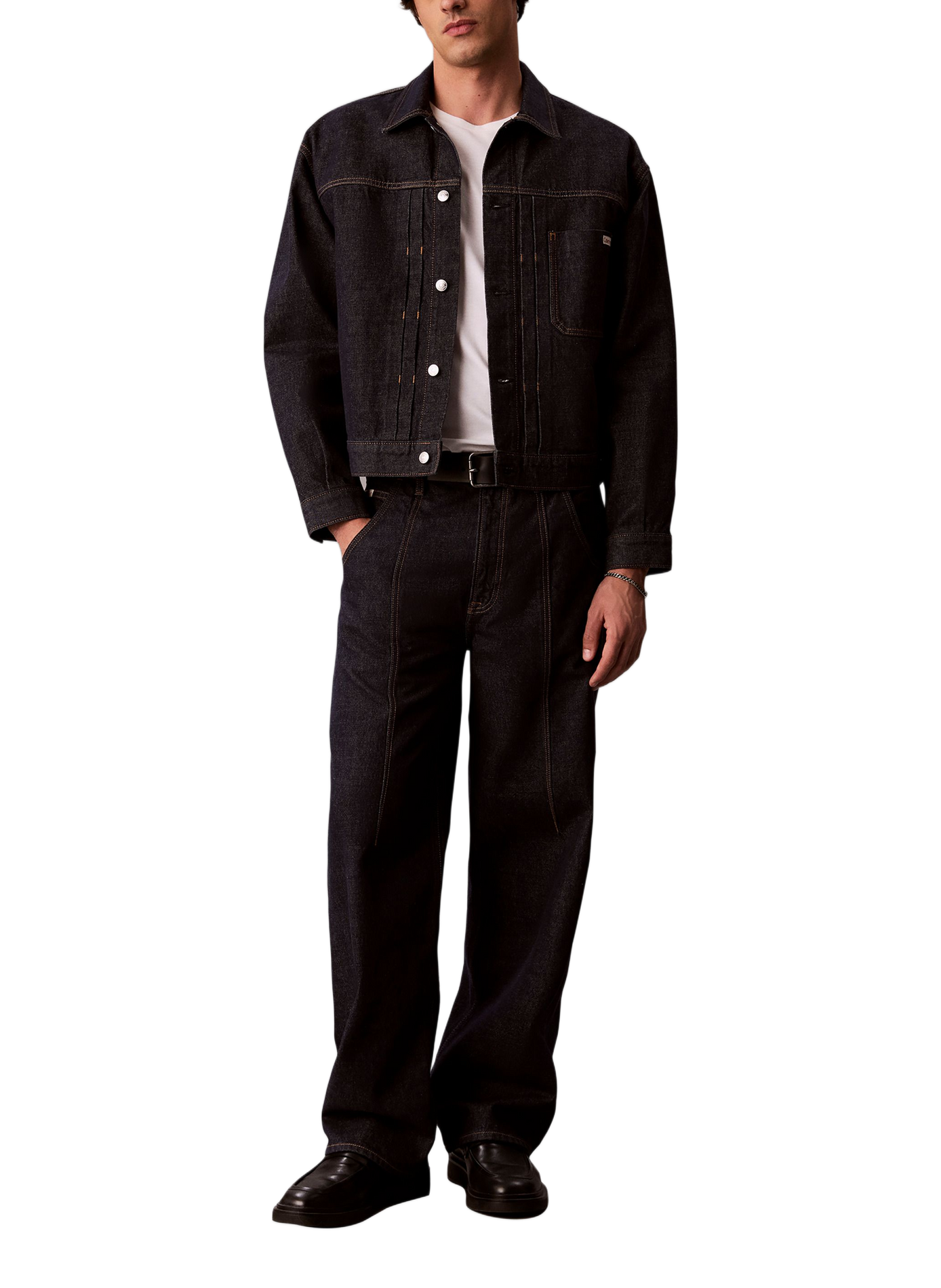 Jacke mit klassischem Baumwoll-Denim-Kragen CALVIN KLEIN Blau
