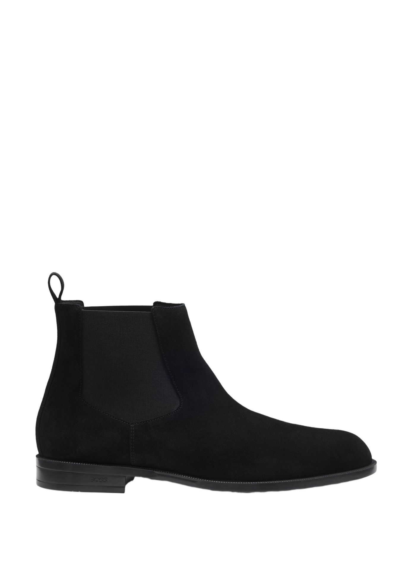 Botines de cuero de gamuza con inserciones elásticas. BOSS Negro