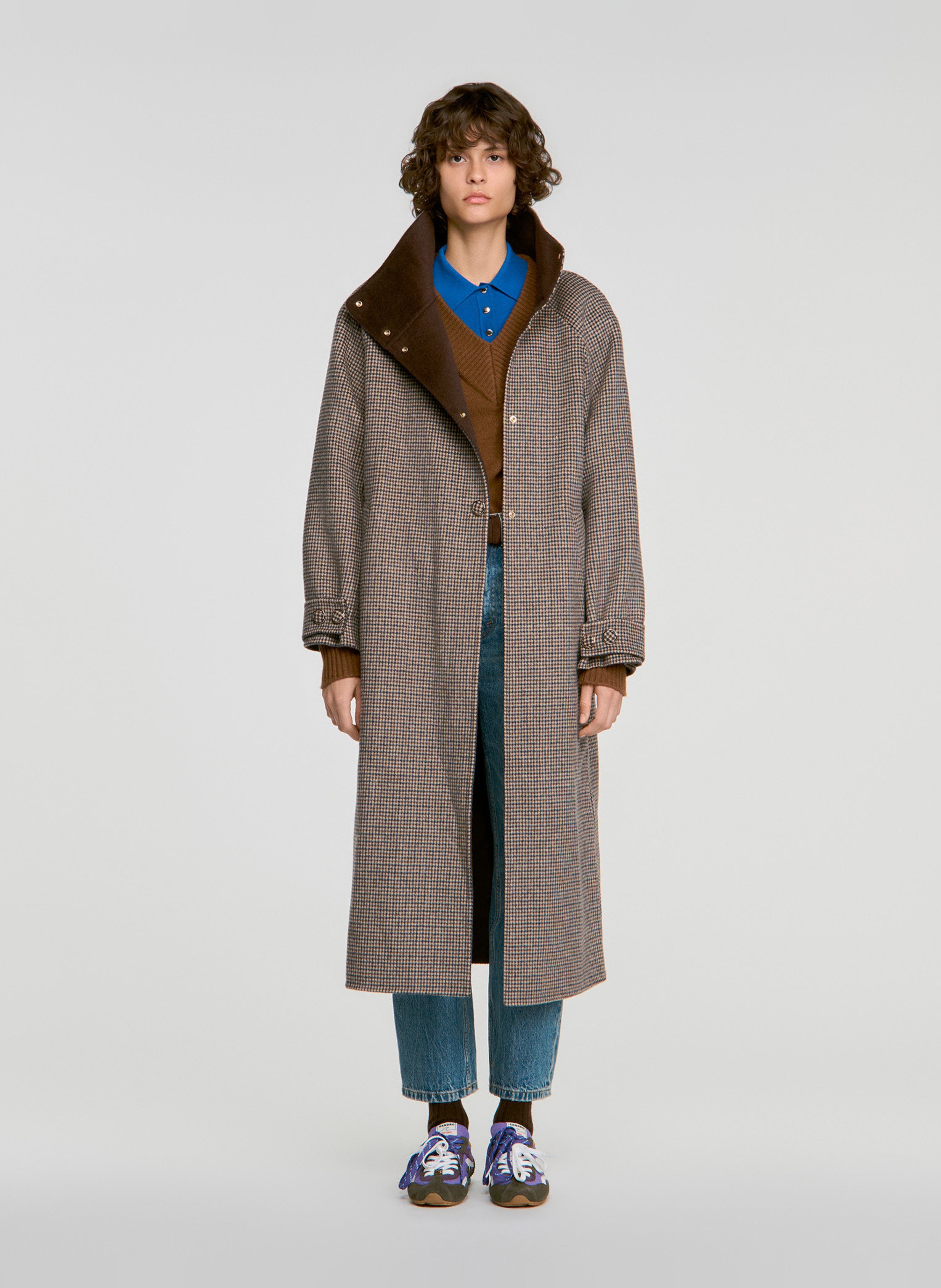 Manteau oversize en laine mélangée SANDRO Marron