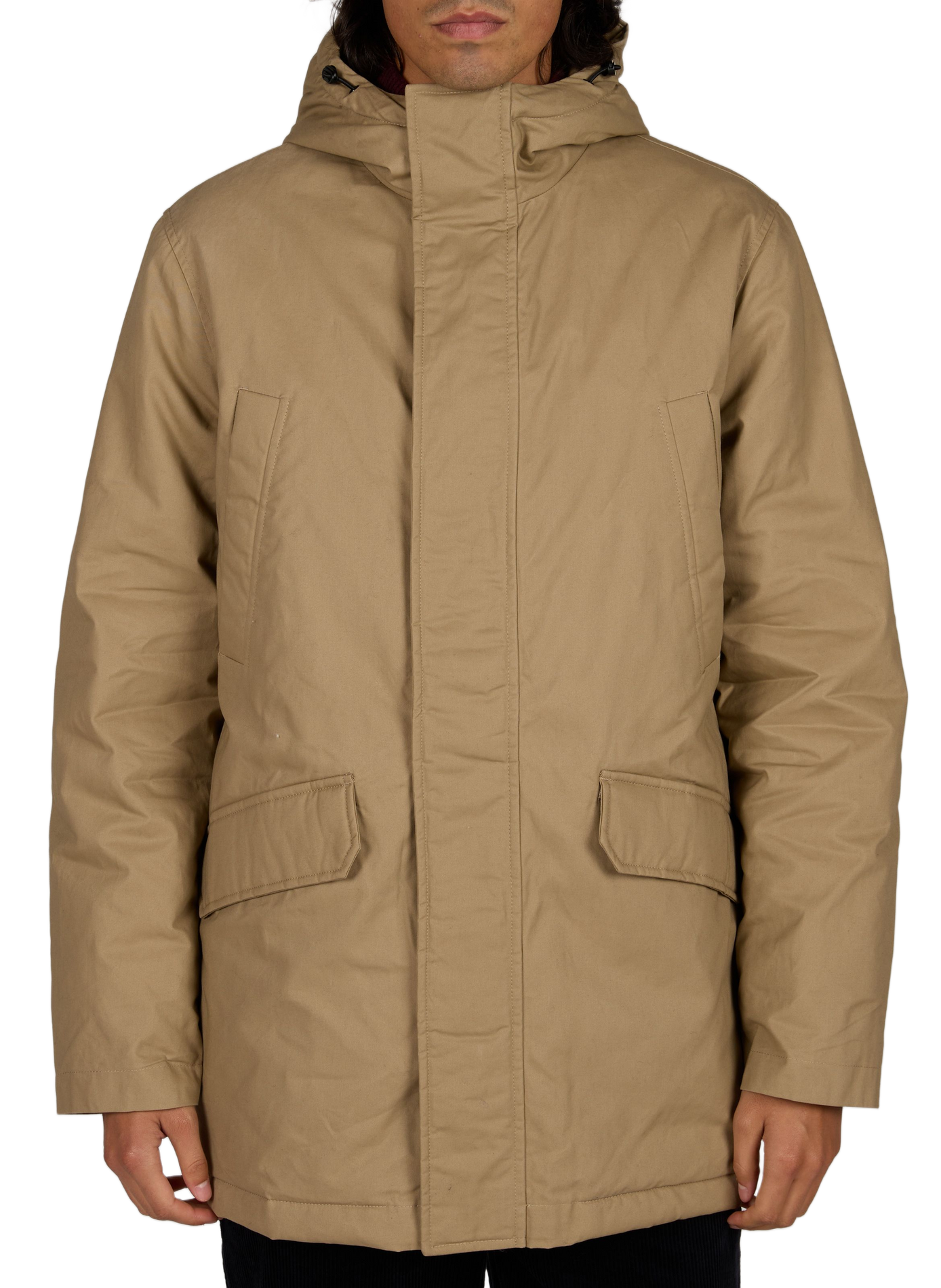 Parka mi-longue à capuche en coton AU PRINTEMPS PARIS Beige