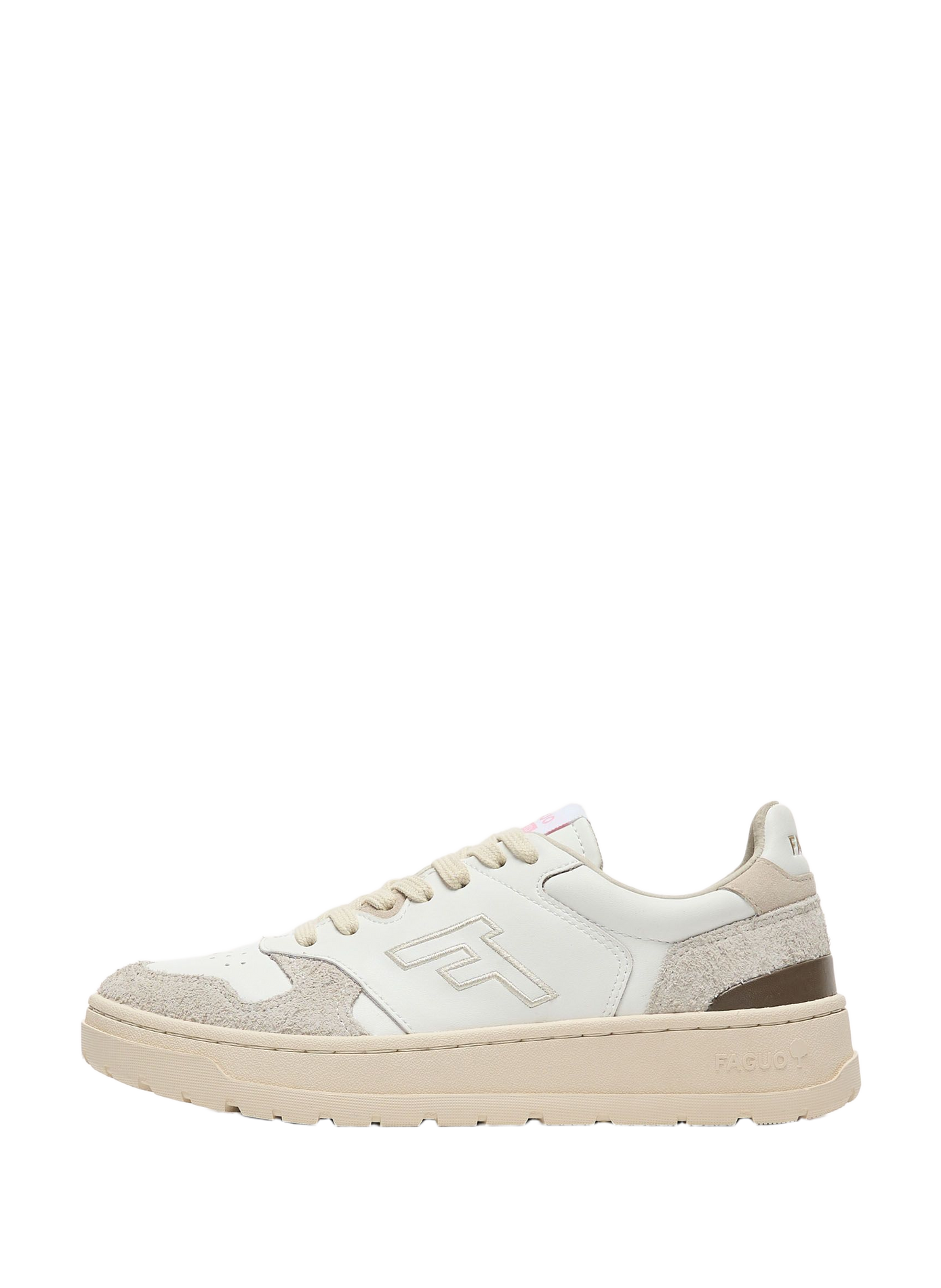 Mixed leather low-top sneakers FAGUO Beige