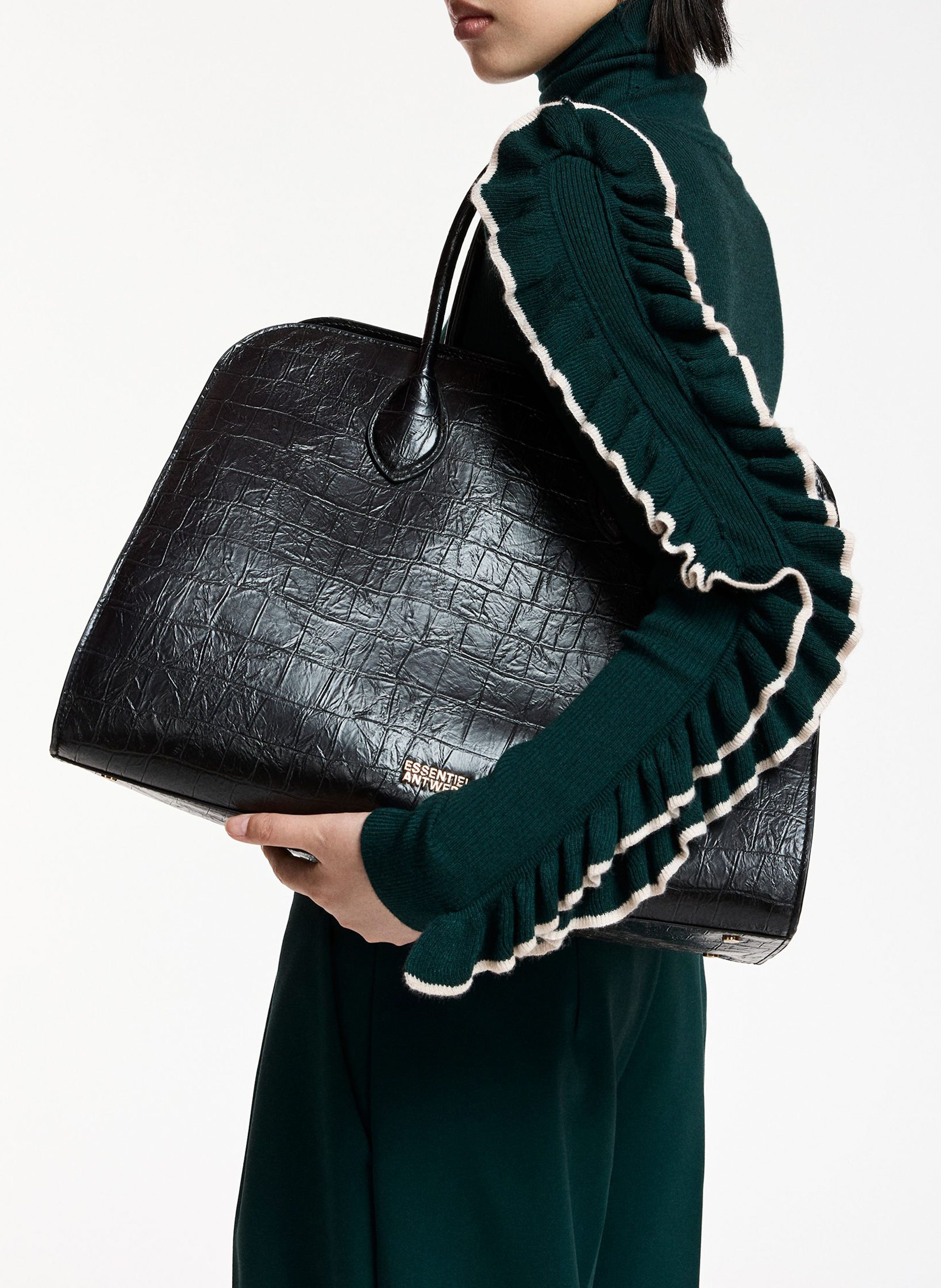 Sac cabas effet peau de crocodile katarina ESSENTIEL ANTWERP Noir