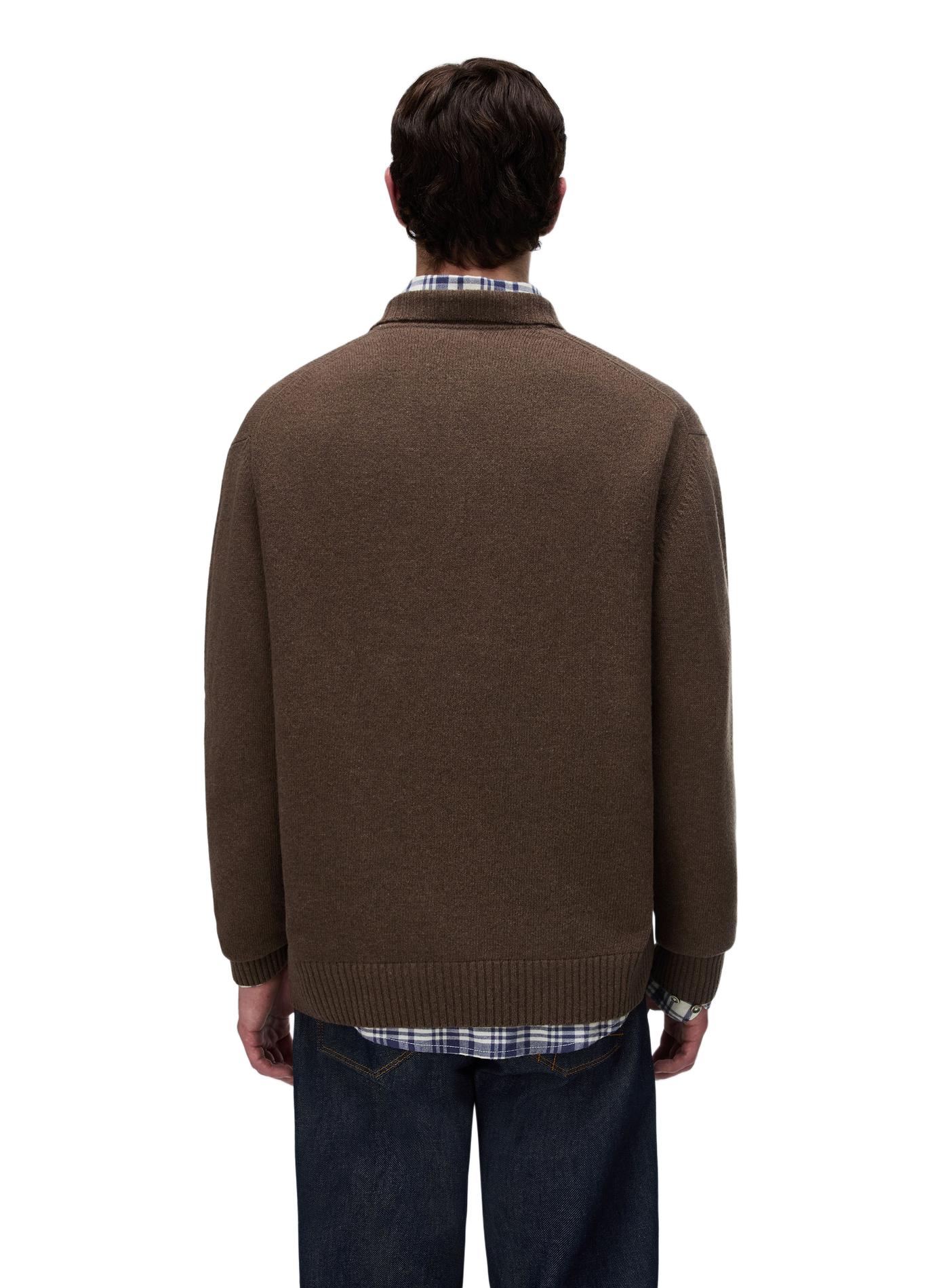Gerader einfarbiger Langarm-Poloshirt NAPAPIJRI Braun