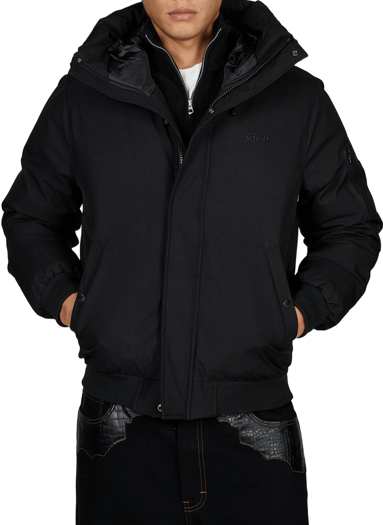 Doudoune oversize à capuche SCHOTT Noir