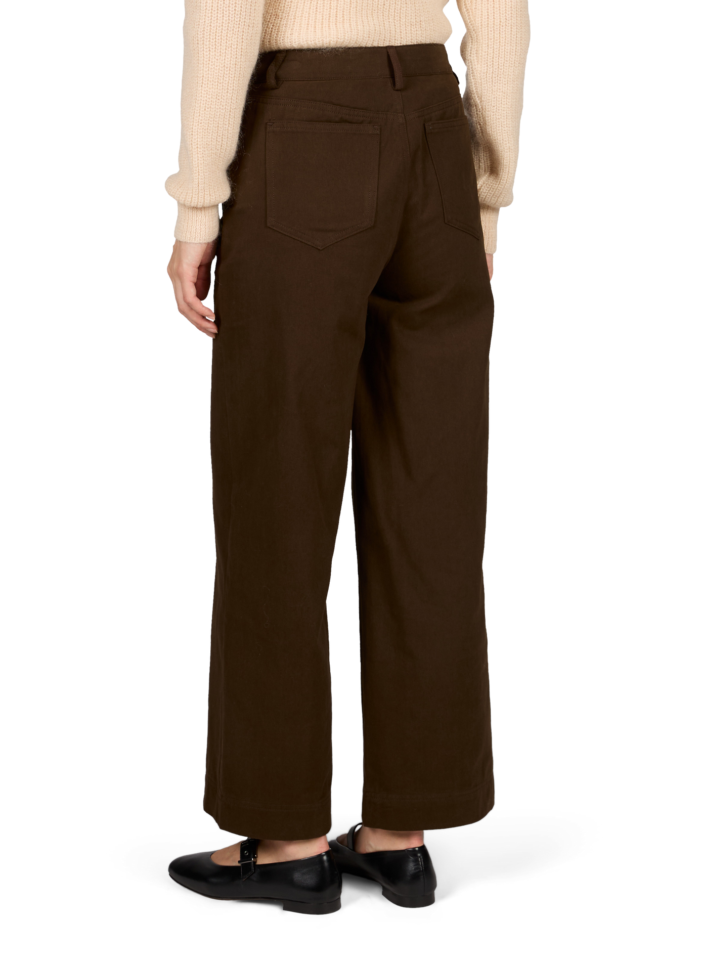 Wijde hoge taille broek in effen kleur GARANCE Bruin