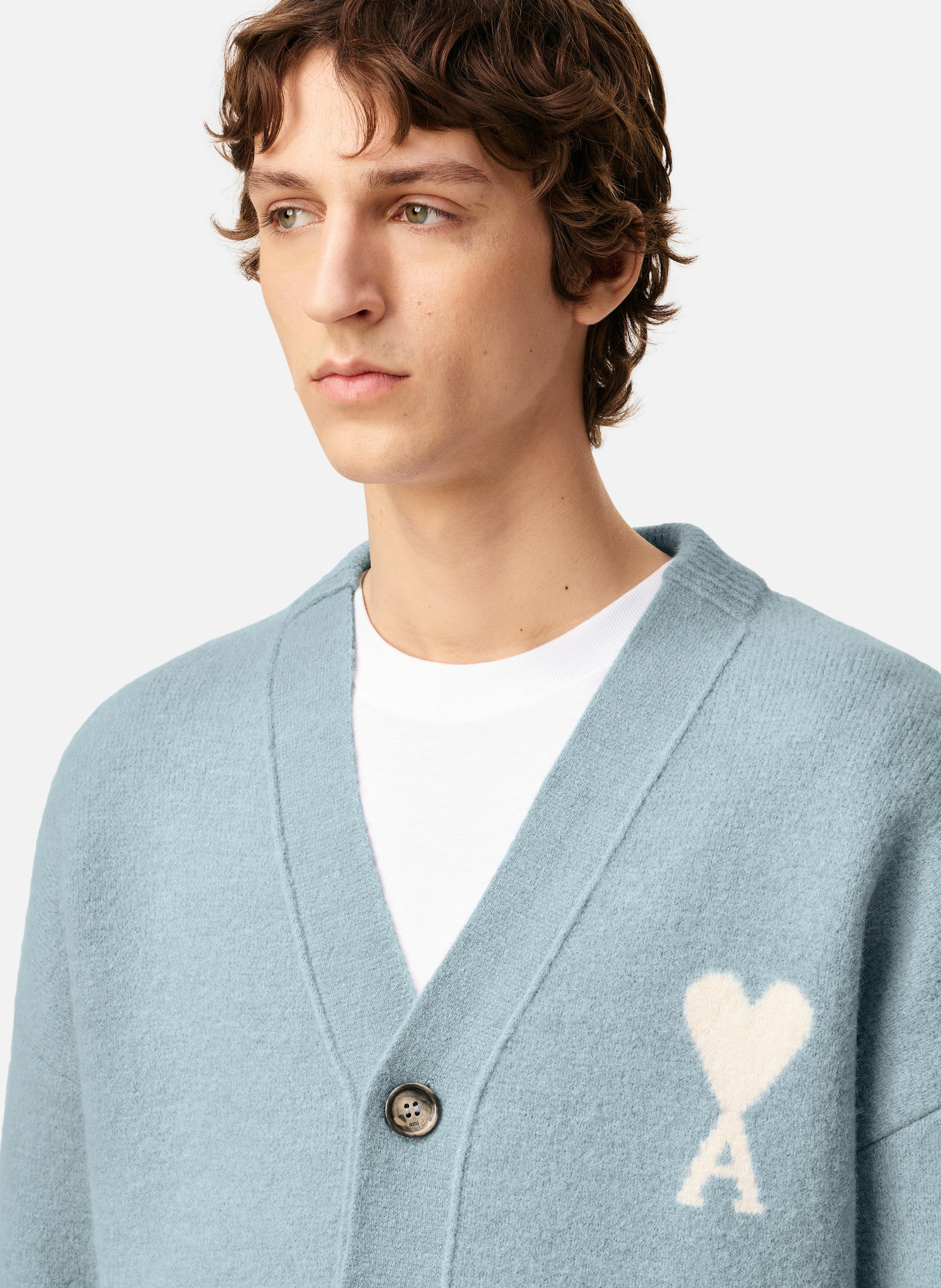 Cardigan ami de coeur en alpaga unisexe AMI PARIS Bleu