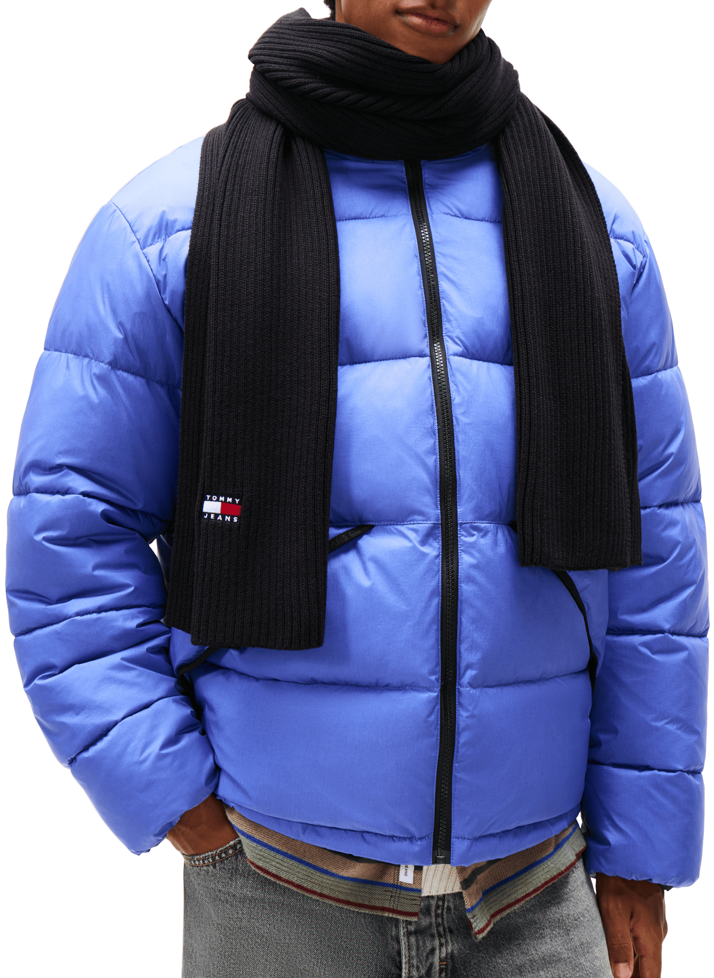 Heritage Ribbed Logo Scarf TOMMY HILFIGER Black