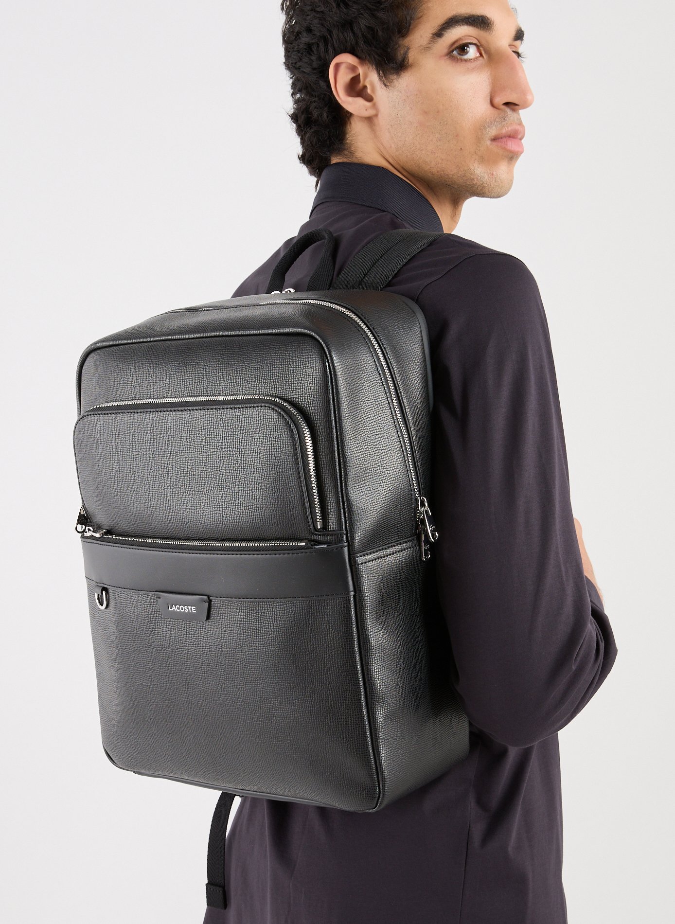 Ossian leather backpack LACOSTE Black