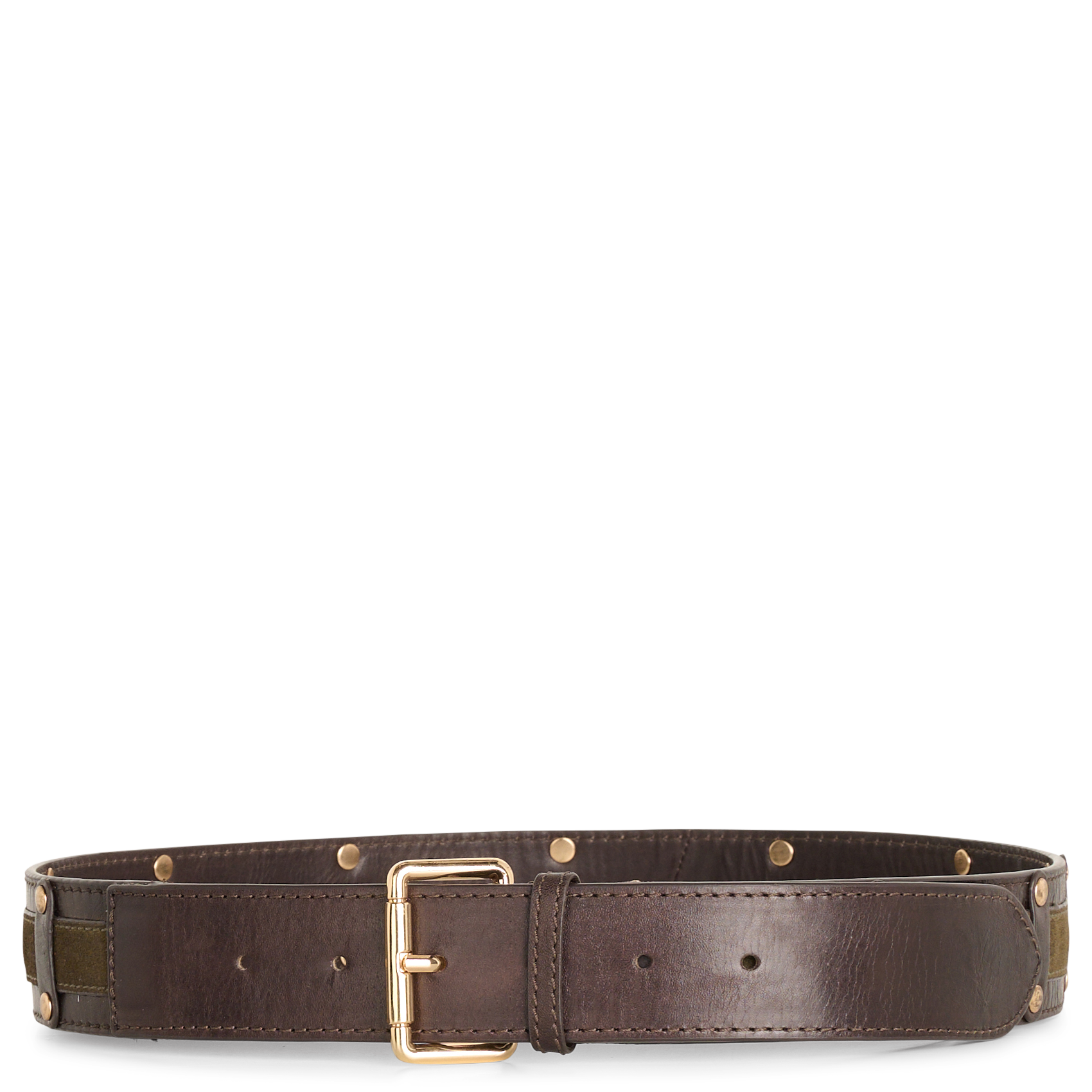 Ceinture à boucle en cuir leonard MAISON 123 Kaki