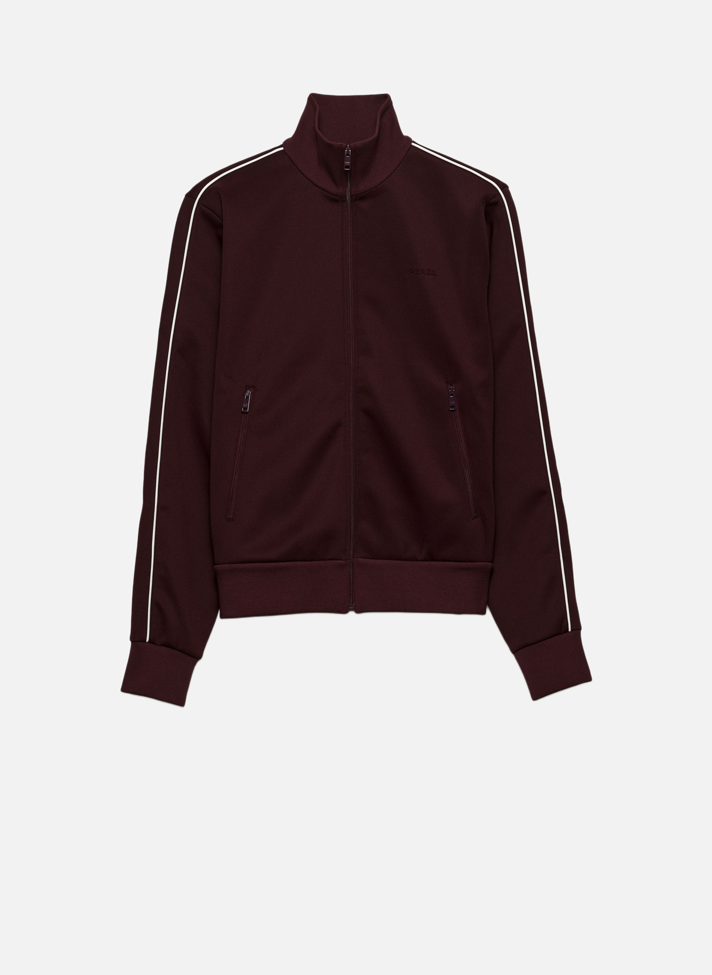 PRADA Veste de survêtement en tissu technique avec ferme Rouge