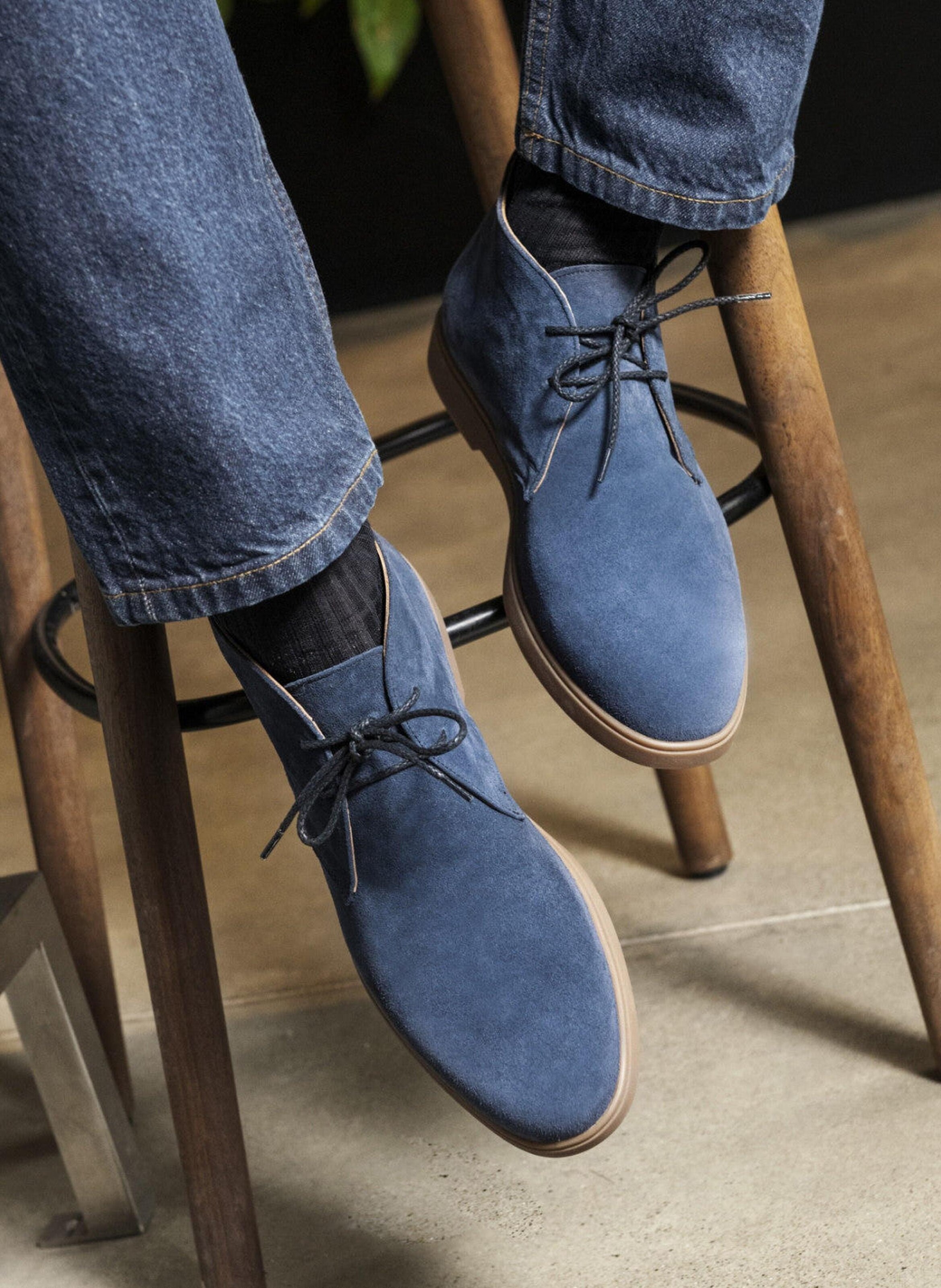 Bottines daim sahara FINSBURY Bleu