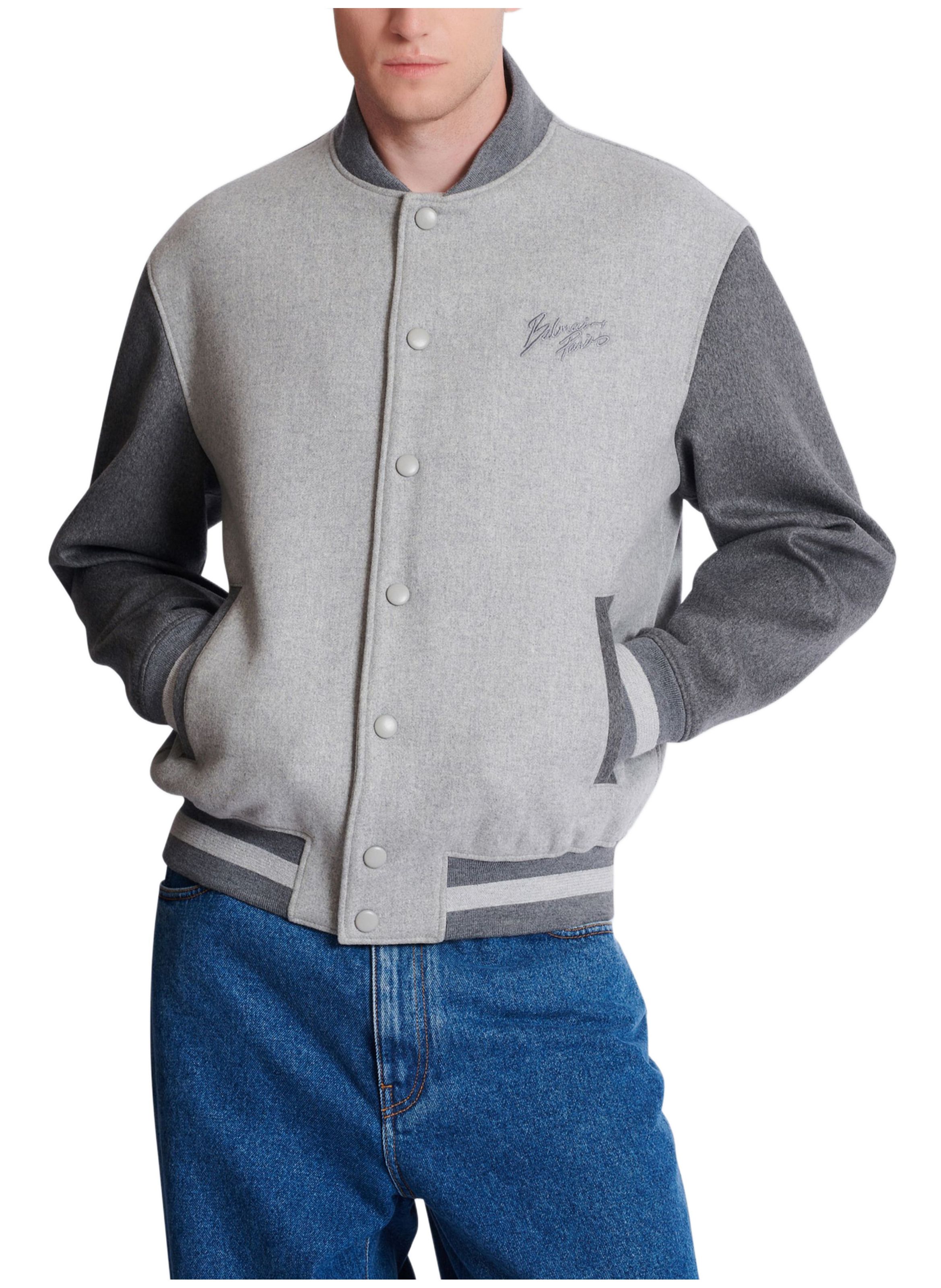 Veste varsity en laine et cachemire BALMAIN Gris
