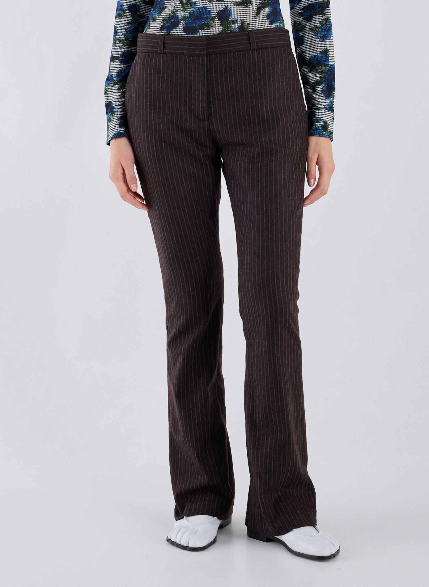 COPERNI Striped cotton-blend trousers Brown