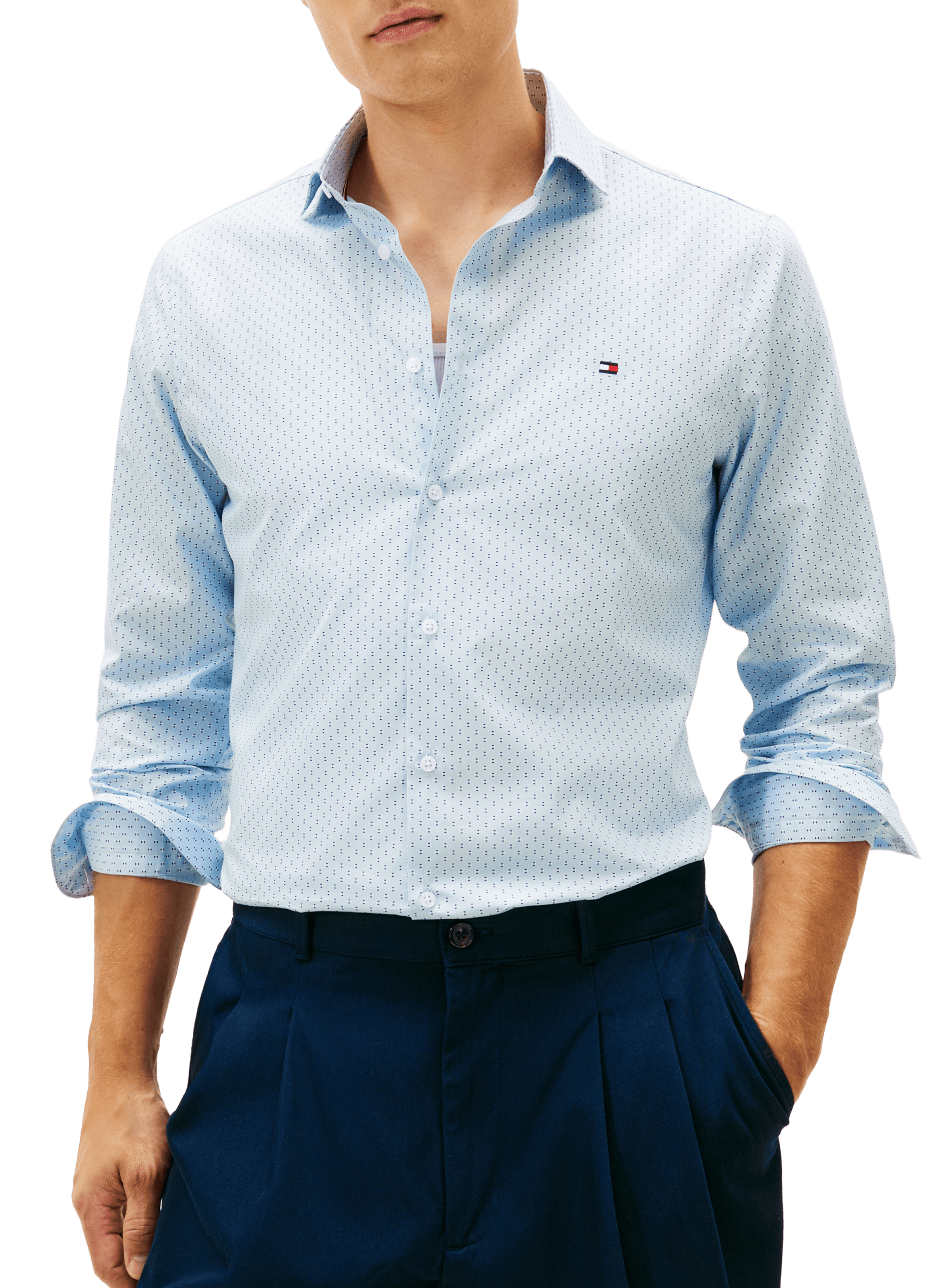 Chemise manches longues à motif en coton  TOMMY HILFIGER Bleu