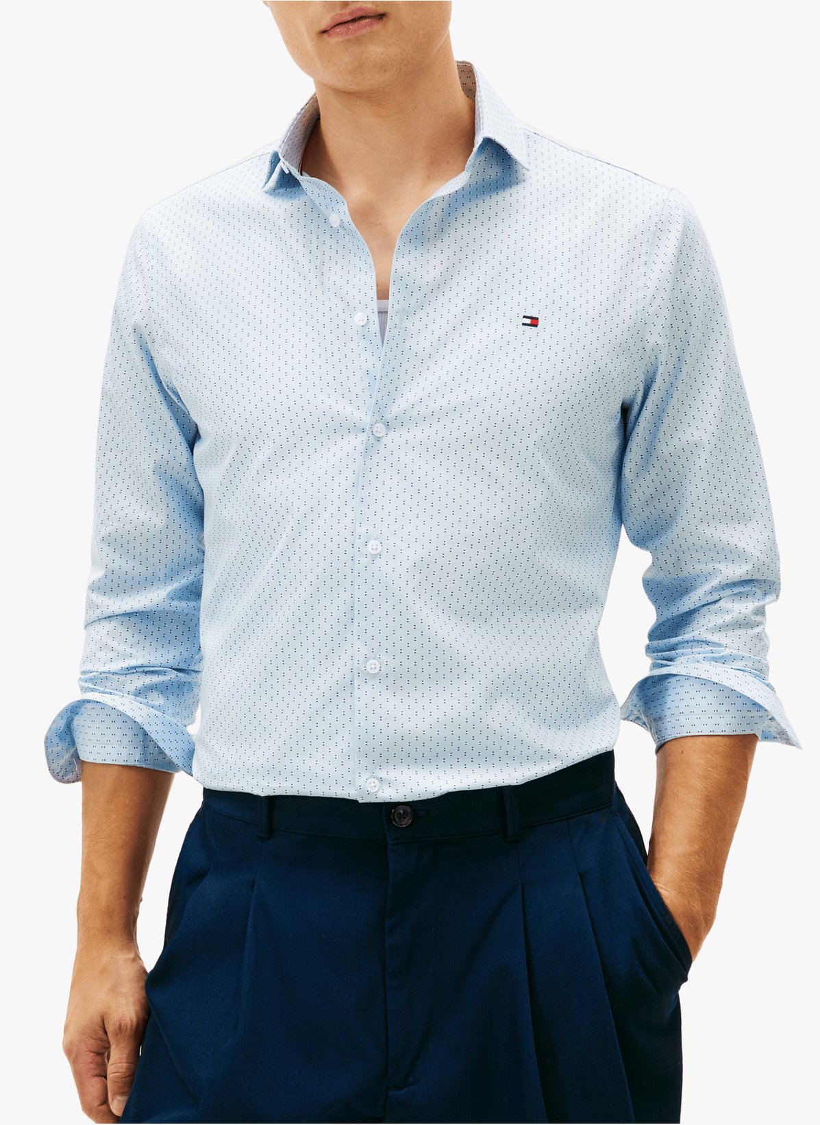 Chemise manches longues à motif en coton