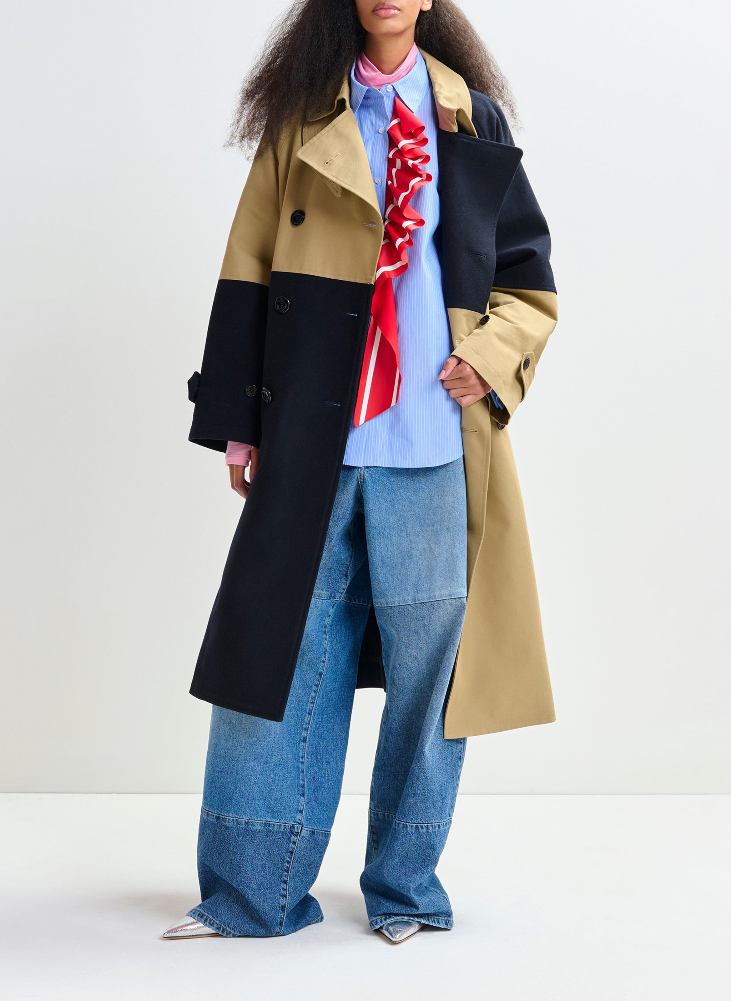 Chemise oversize col classique en coton rayé juf ESSENTIEL ANTWERP Bleu