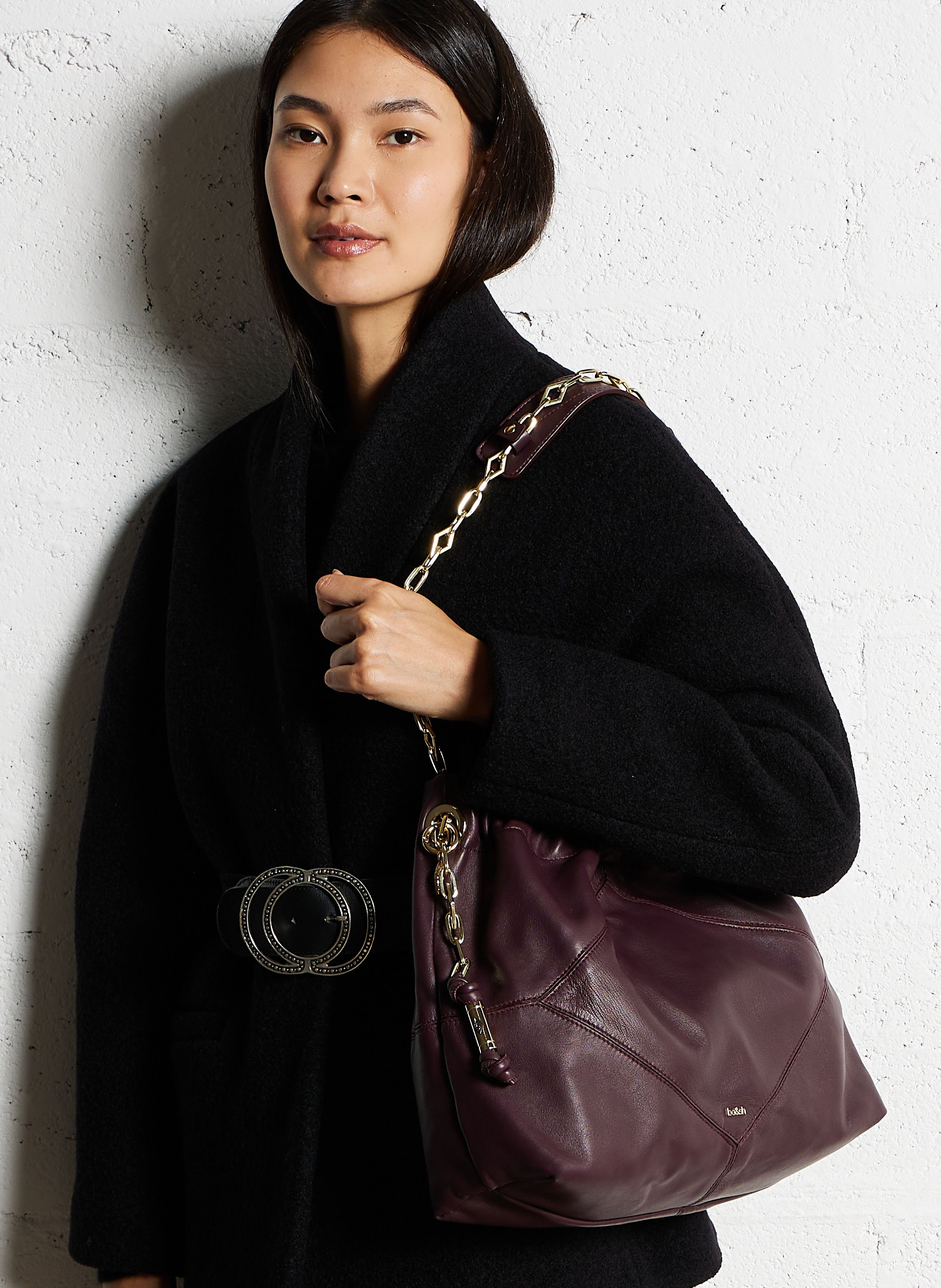 Sac porté épaule en cuir june tote BA&SH Violet