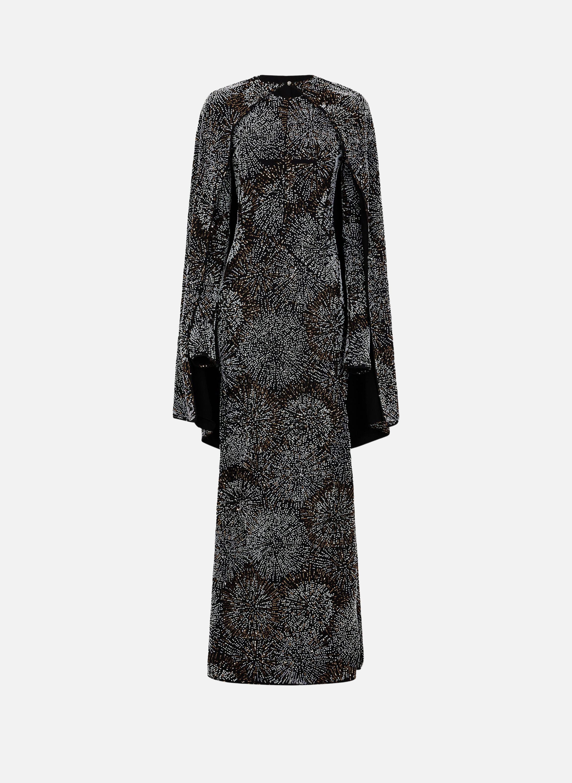 Robe en crêpe avec broderies de perles RABANNE Noir