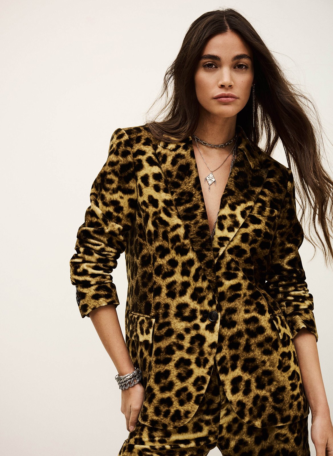 Veste de tailleur à imprimé léopard bear BA&SH Beige