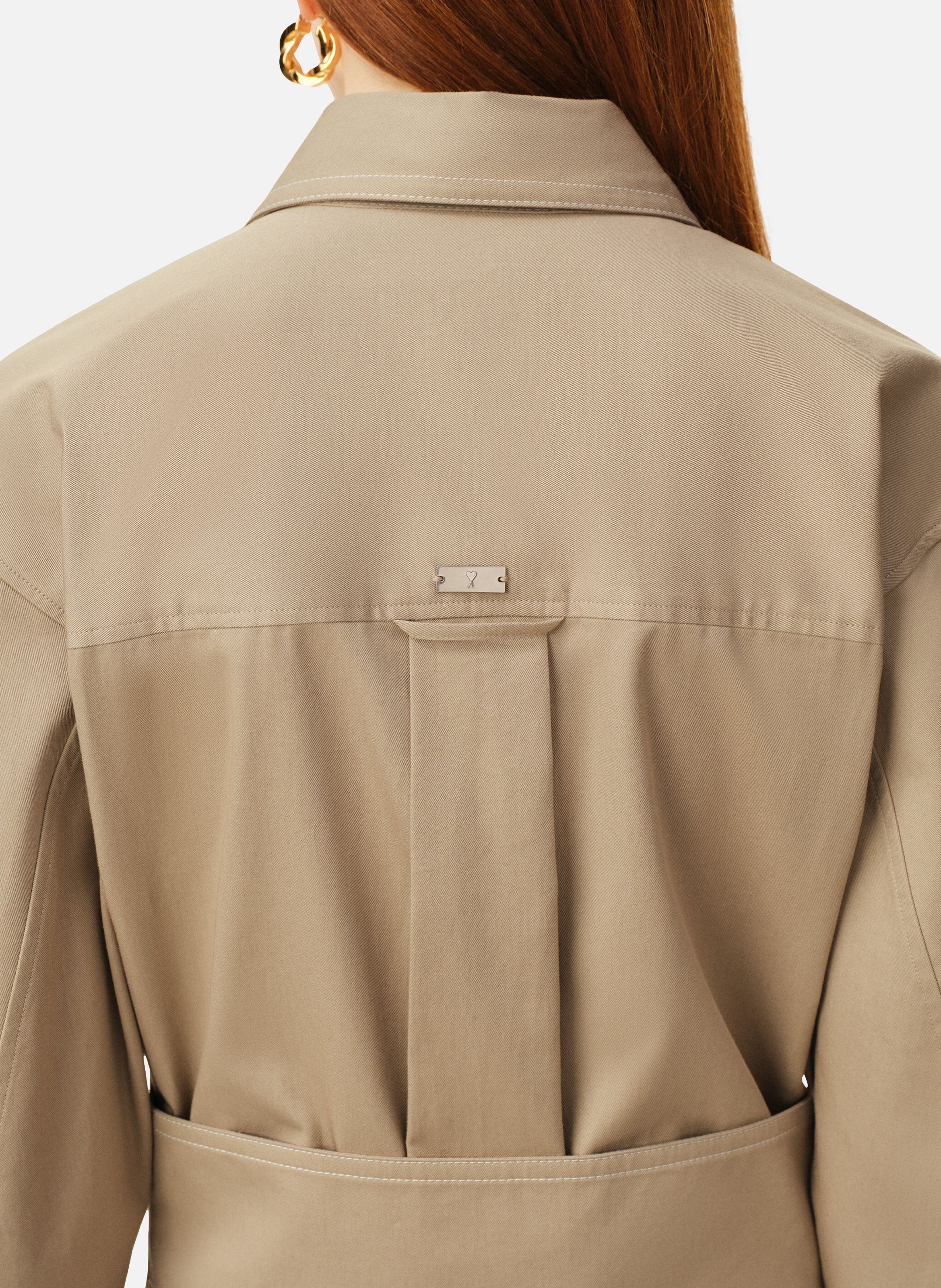 Robe chemise cintrée en coton AMI PARIS Beige