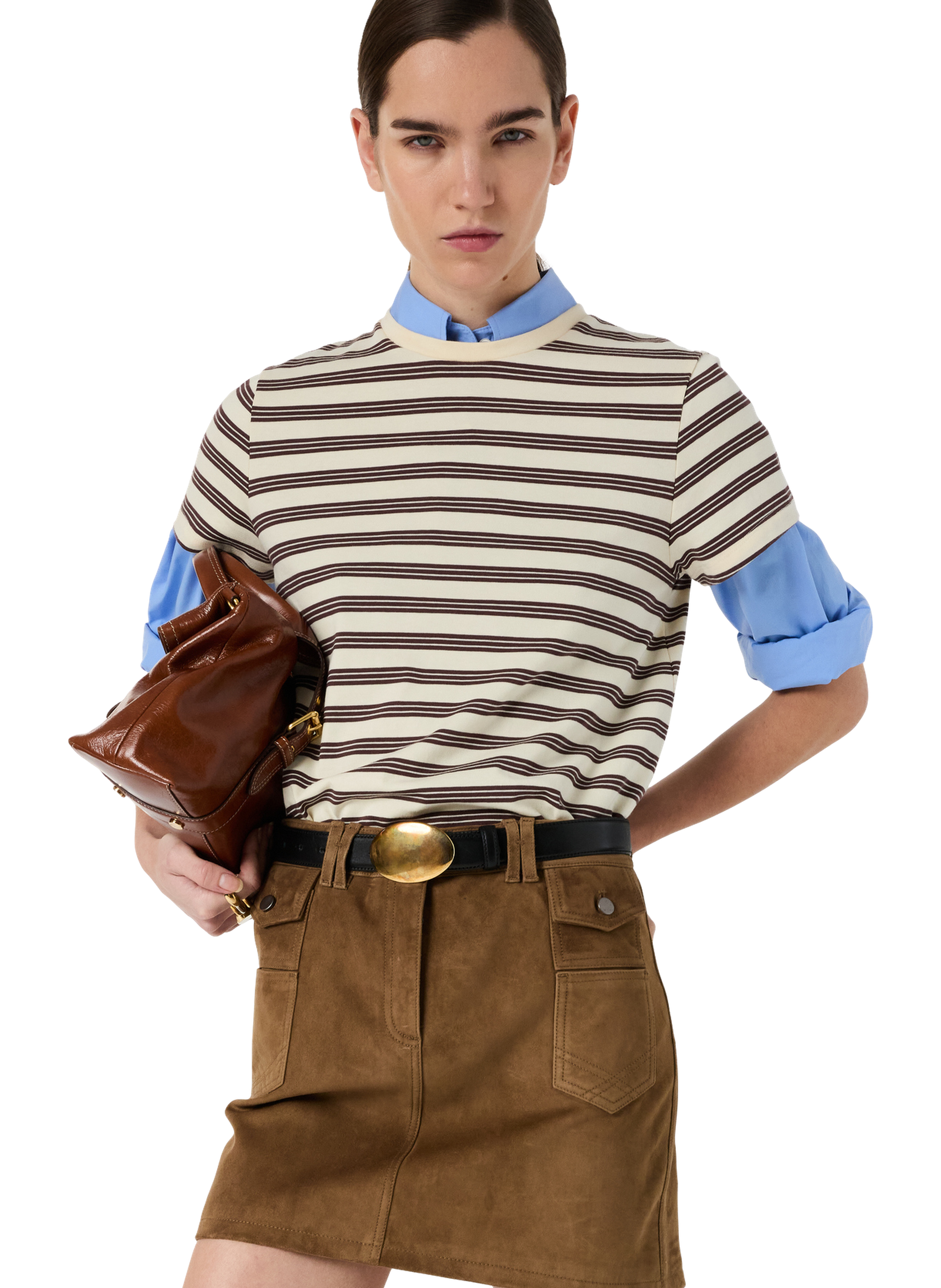 T-shirt rayé en coton - maysane GERARD DAREL Marron