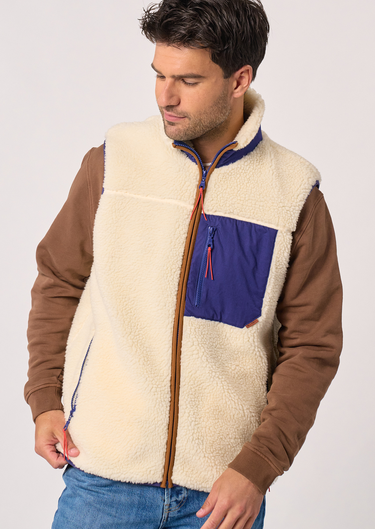 Veste sherpa zippée sans manches BILLYBELT Beige
