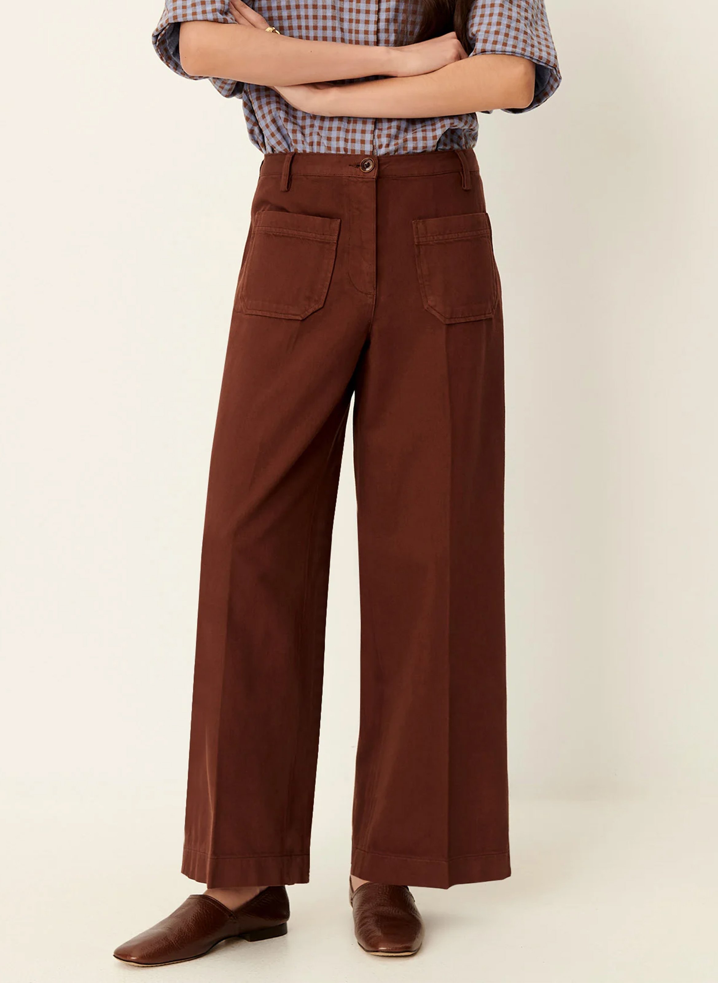 Jean droit taille haute en coton Aldricks SESSUN Marron