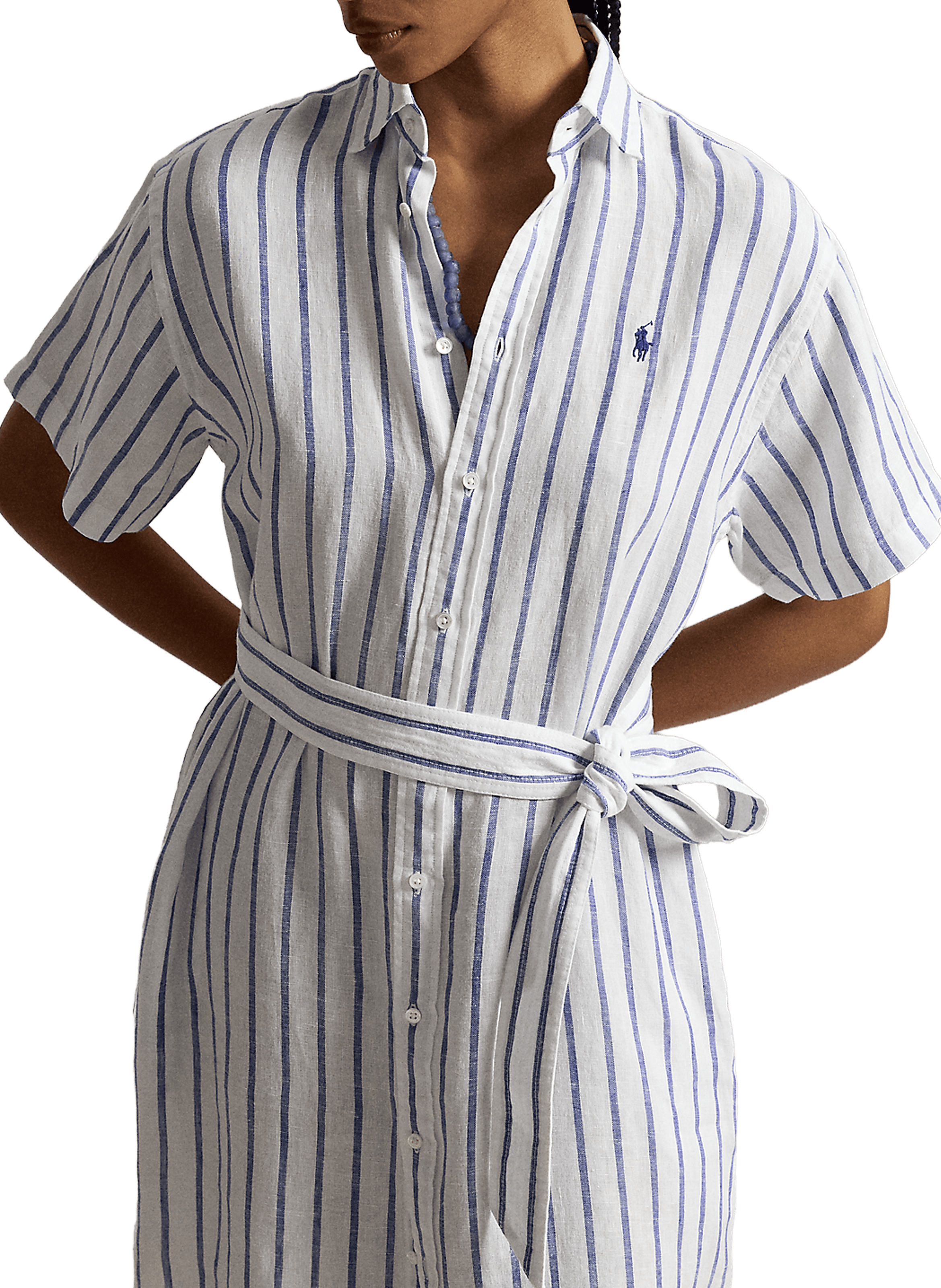 Midi linen shirt dress POLO RALPH LAUREN Blue