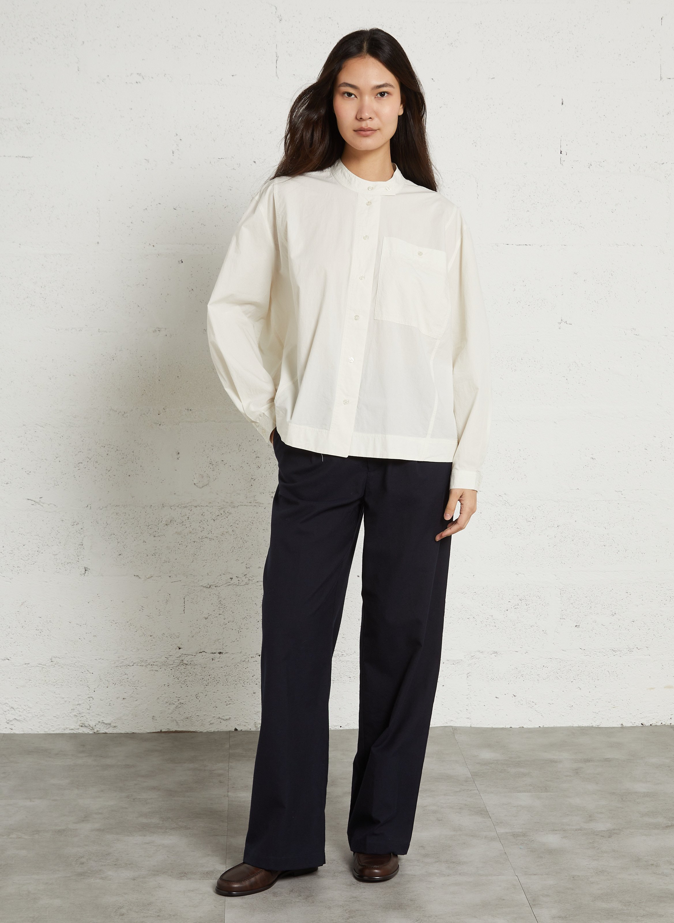 Chemise col rond en coton bio Chypre SOEUR Blanc