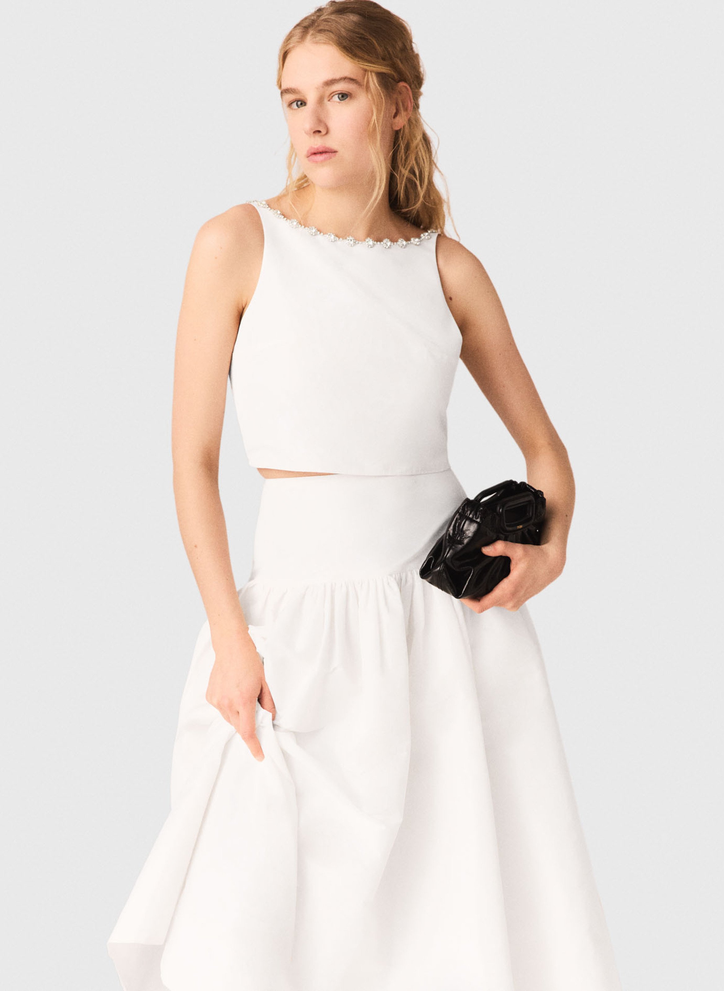 Top court strass MAJE Blanc