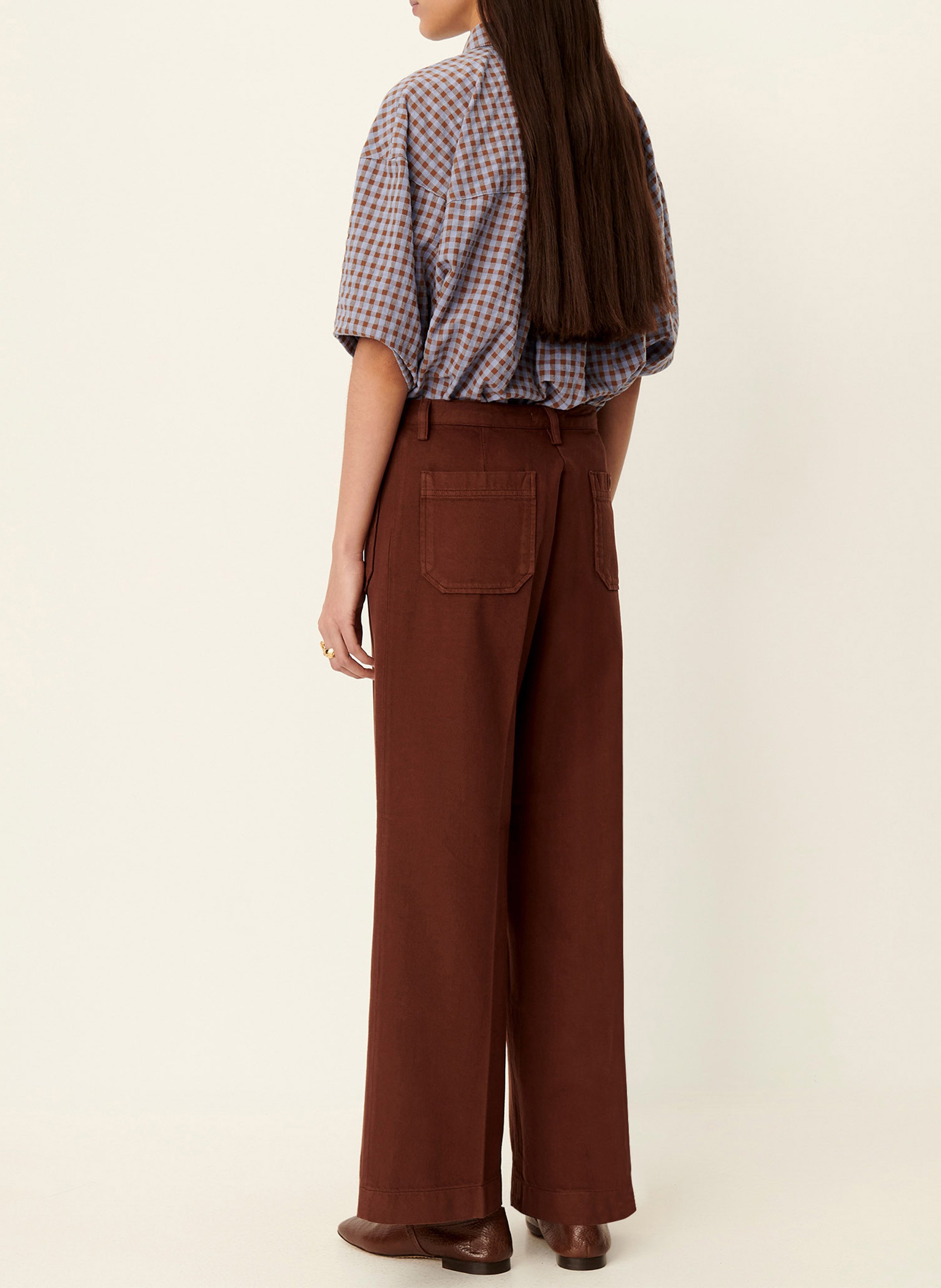 Jean droit taille haute en coton aldricks SESSUN Marron