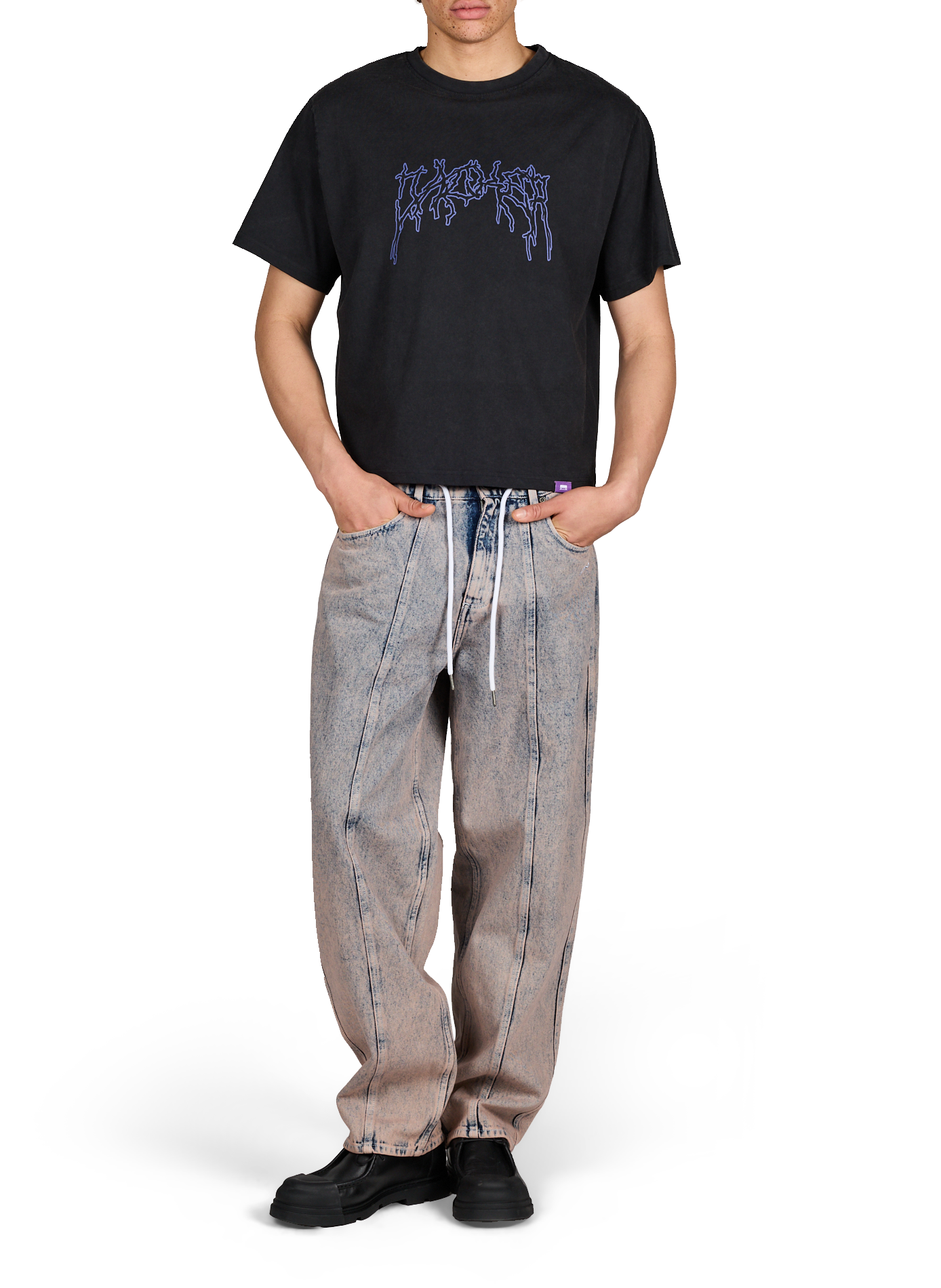 Biker-style cotton t-shirt JACKER. Black